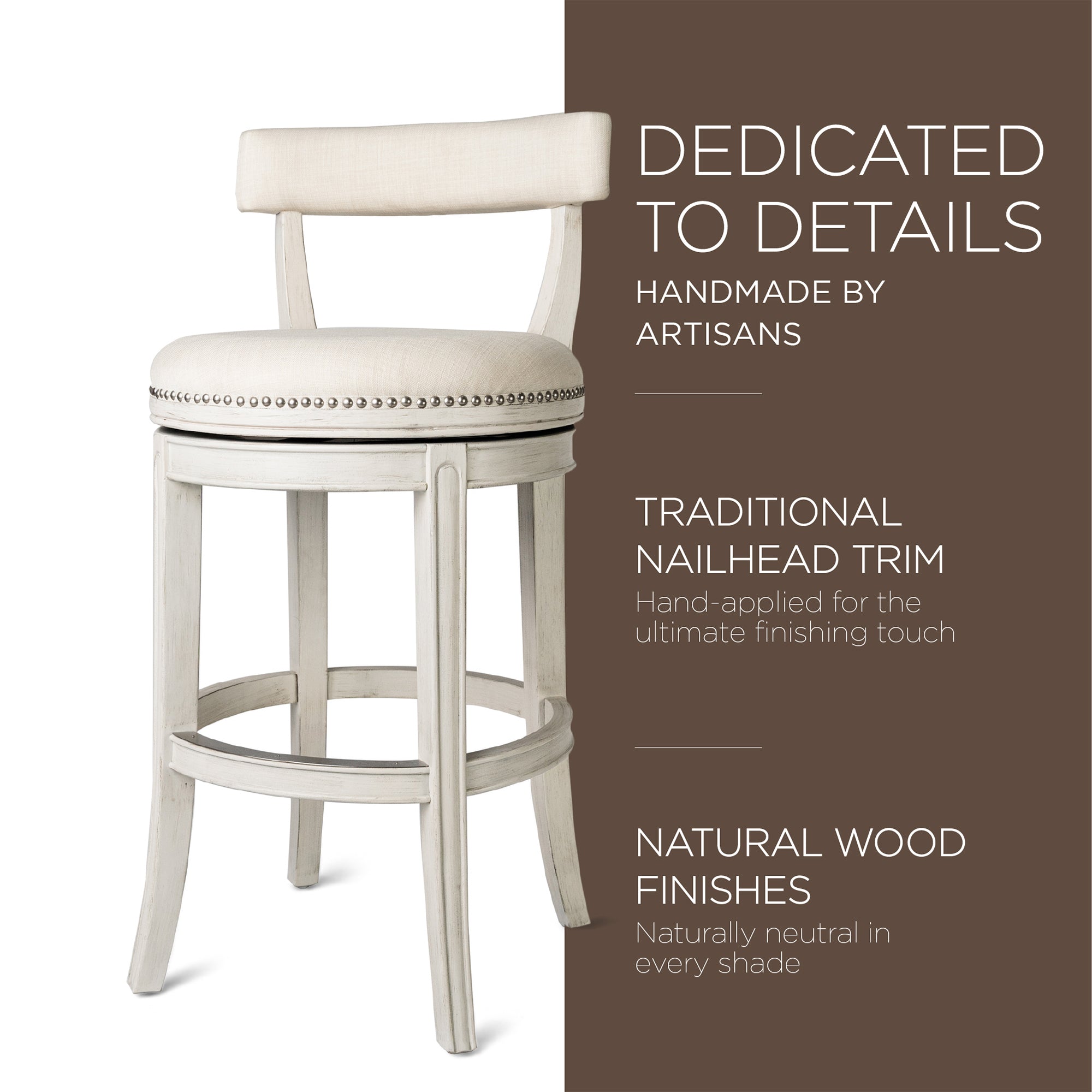 Maven Lane Bar Stool in White Oak Finish w/Natural Fabric Upholstery (For Parts)
