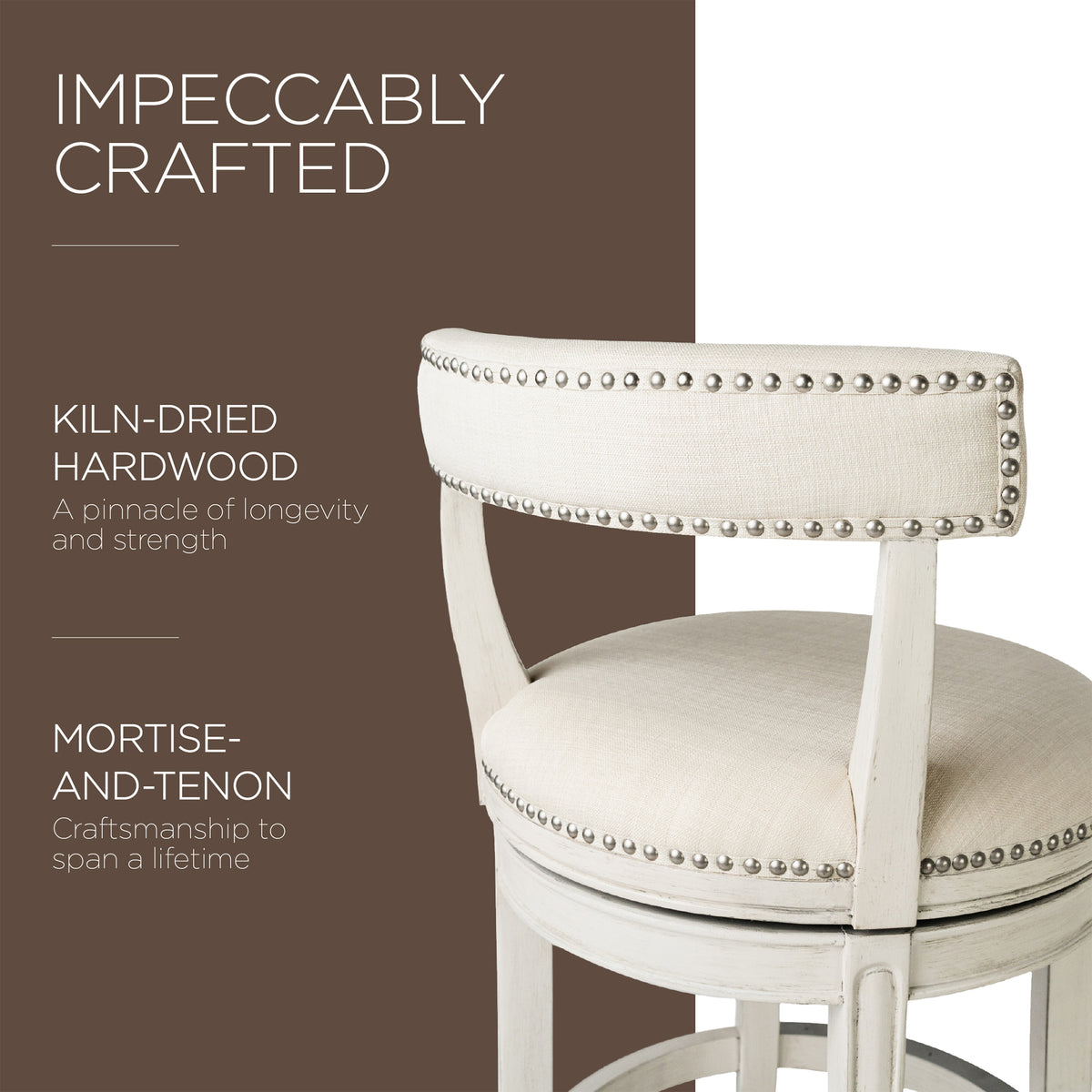 Alexander Low-Back Swivel Stool, White Oak, Bar Height(Open Box) (4 Pack) - VMInnovations