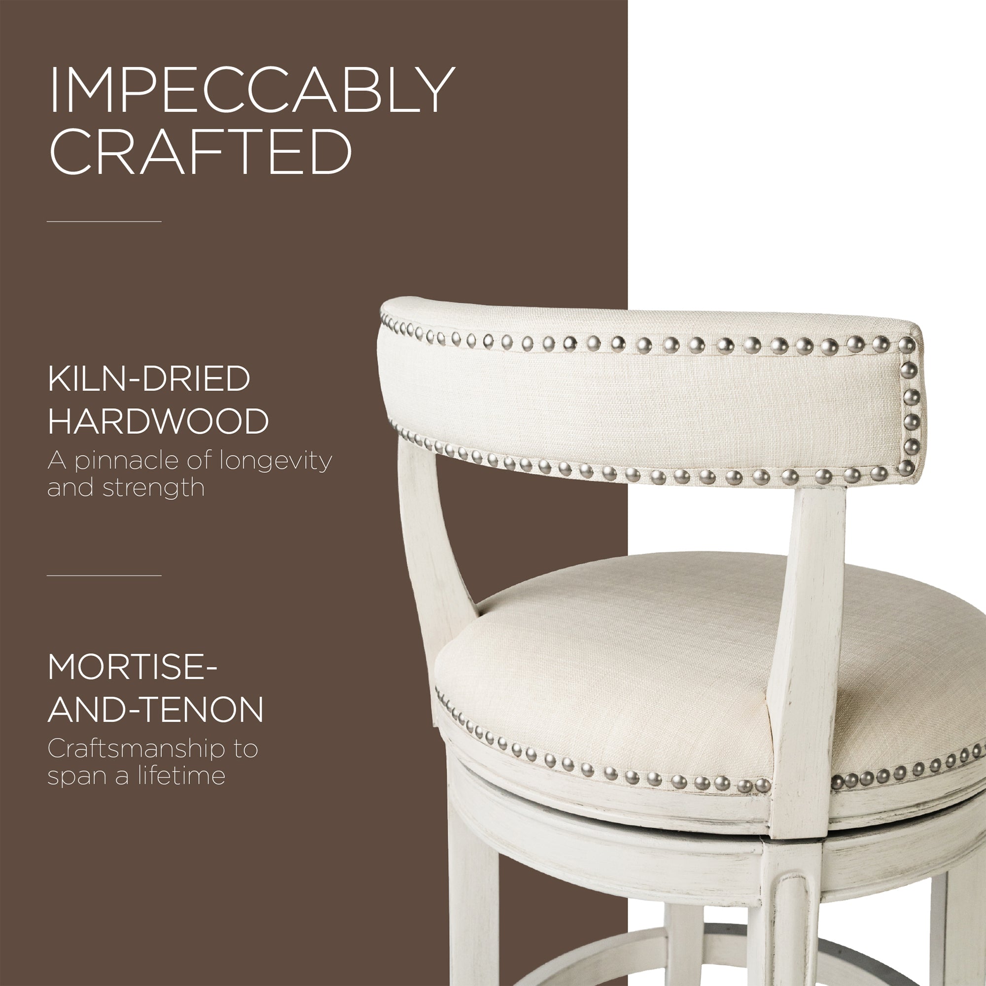 Maven Lane Bar Stool in White Oak Finish w/Natural Fabric Upholstery (For Parts)