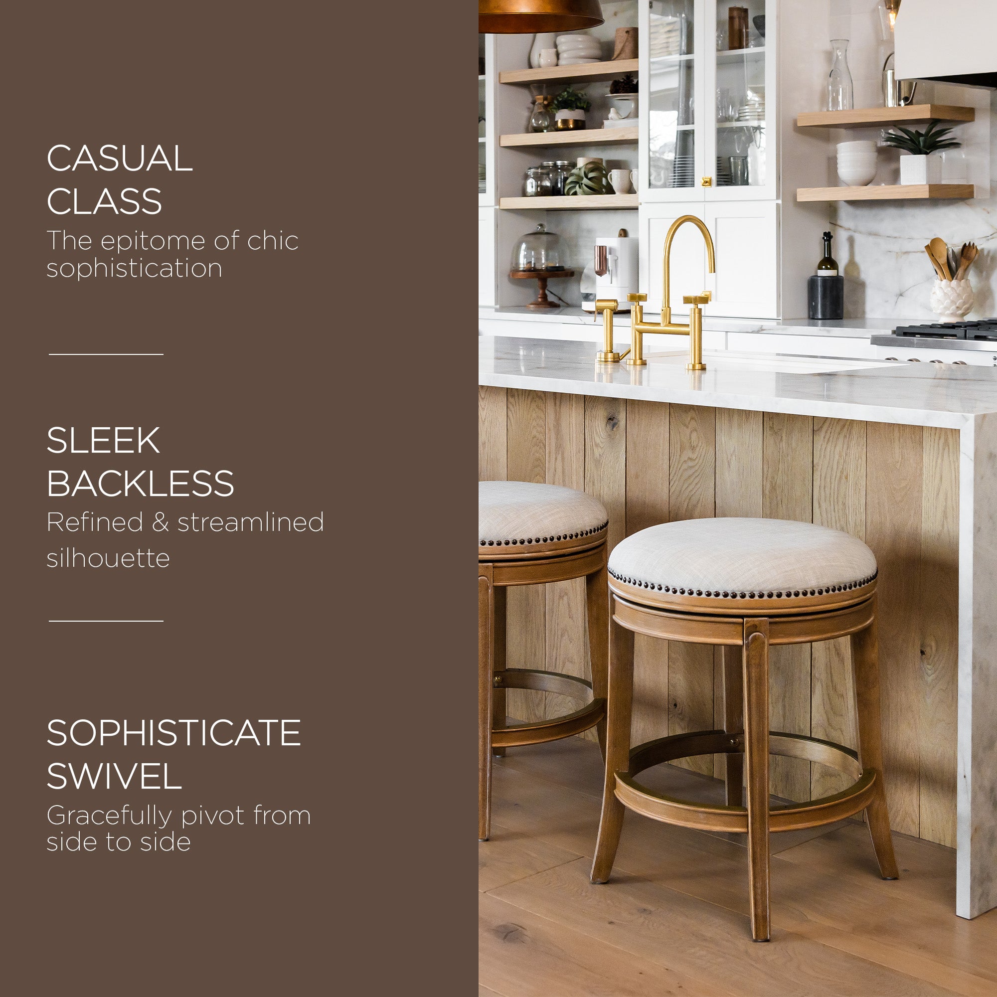 Maven Lane Backless Counter Stool in Weathered Oak Finish, Sand(For Parts) - VMInnovations