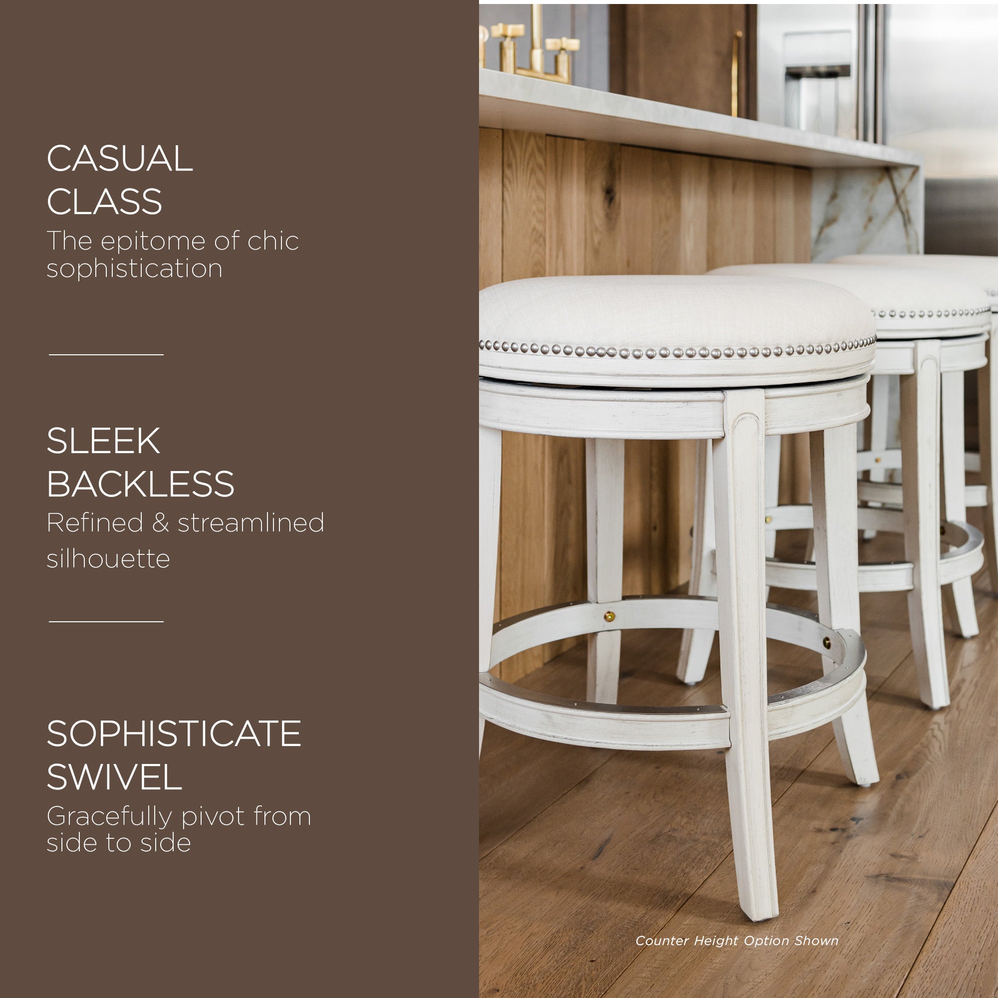 Maven Lane Alexander Backless Swivel Bar Stool 31"H, White Oak (Used) (2 Pack) - VMInnovations