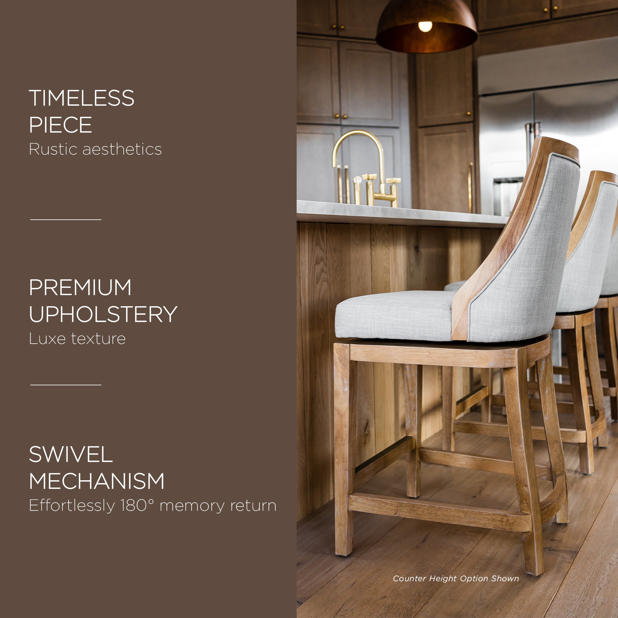 Maven Lane Vienna Swivel Kitchen Bar Stool 31"H, Weathered Finish (Used)(4 Pack) - VMInnovations