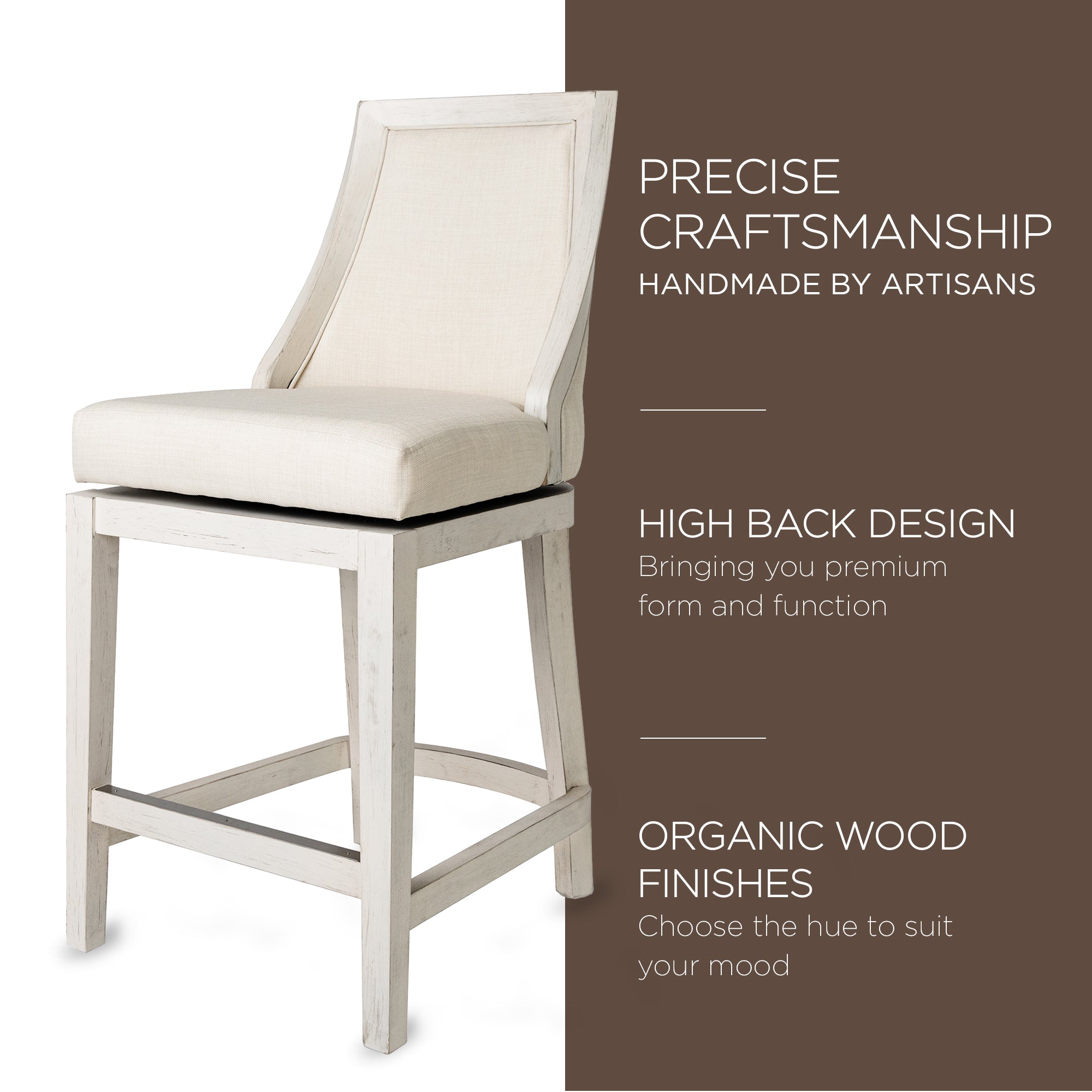Maven Lane Vienna High-Back Swivel Stool, White Oak, Counter Height (For Parts) - VMInnovations