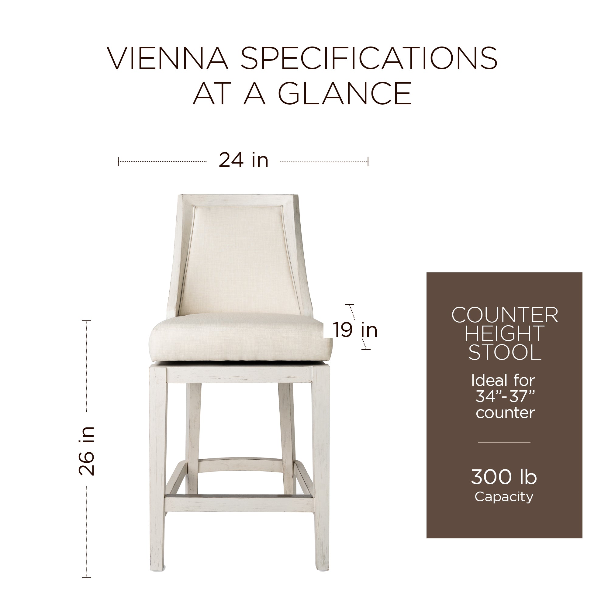 Maven Lane Vienna High-Back Swivel Stool, White Oak, Counter Height (For Parts) - VMInnovations