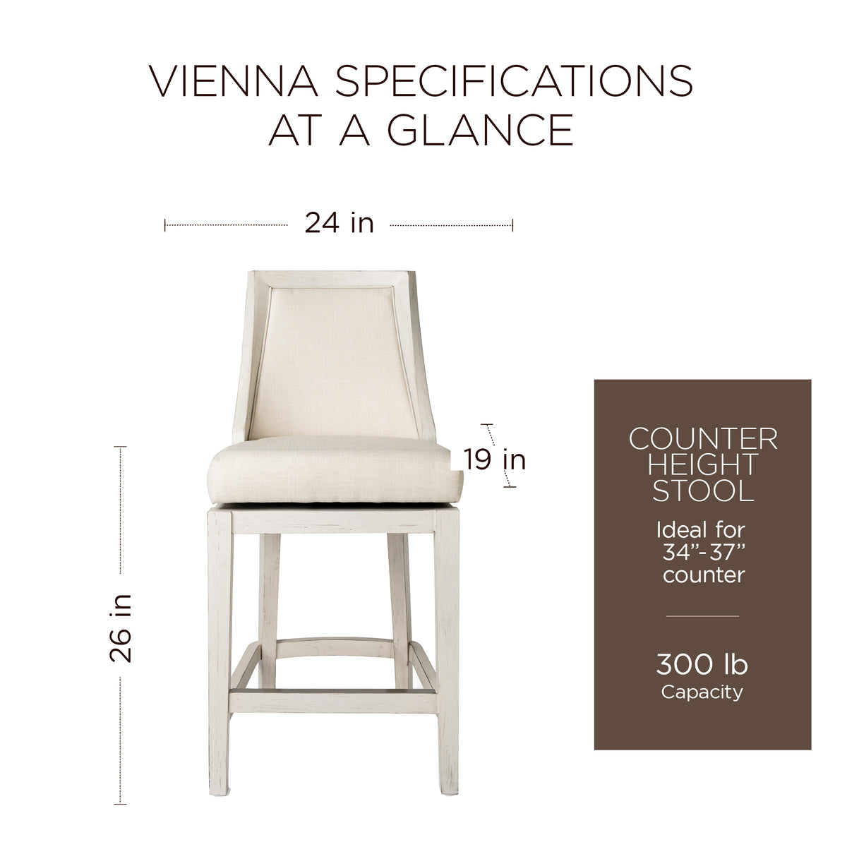 Maven Lane Vienna High-Back Swivel Stool, White Oak, Counter Height (For Parts) - VMInnovations