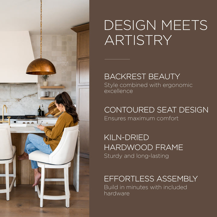 Maven Lane Vienna Kitchen Counter Stool , White Oak Finish (Used) (2 Pack) - VMInnovations