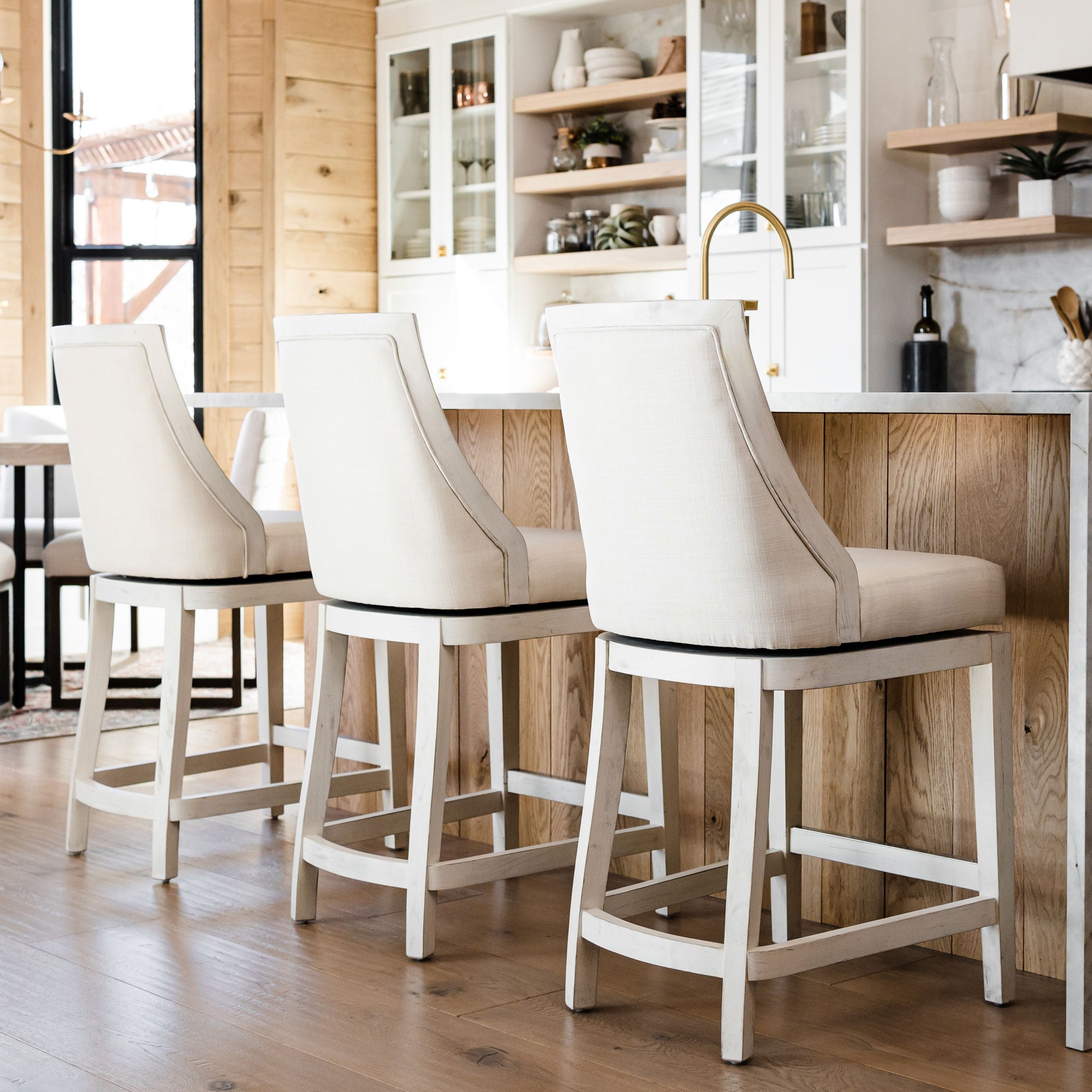 Maven Lane Vienna Kitchen Counter Height Stool , White Oak Finish (Used)