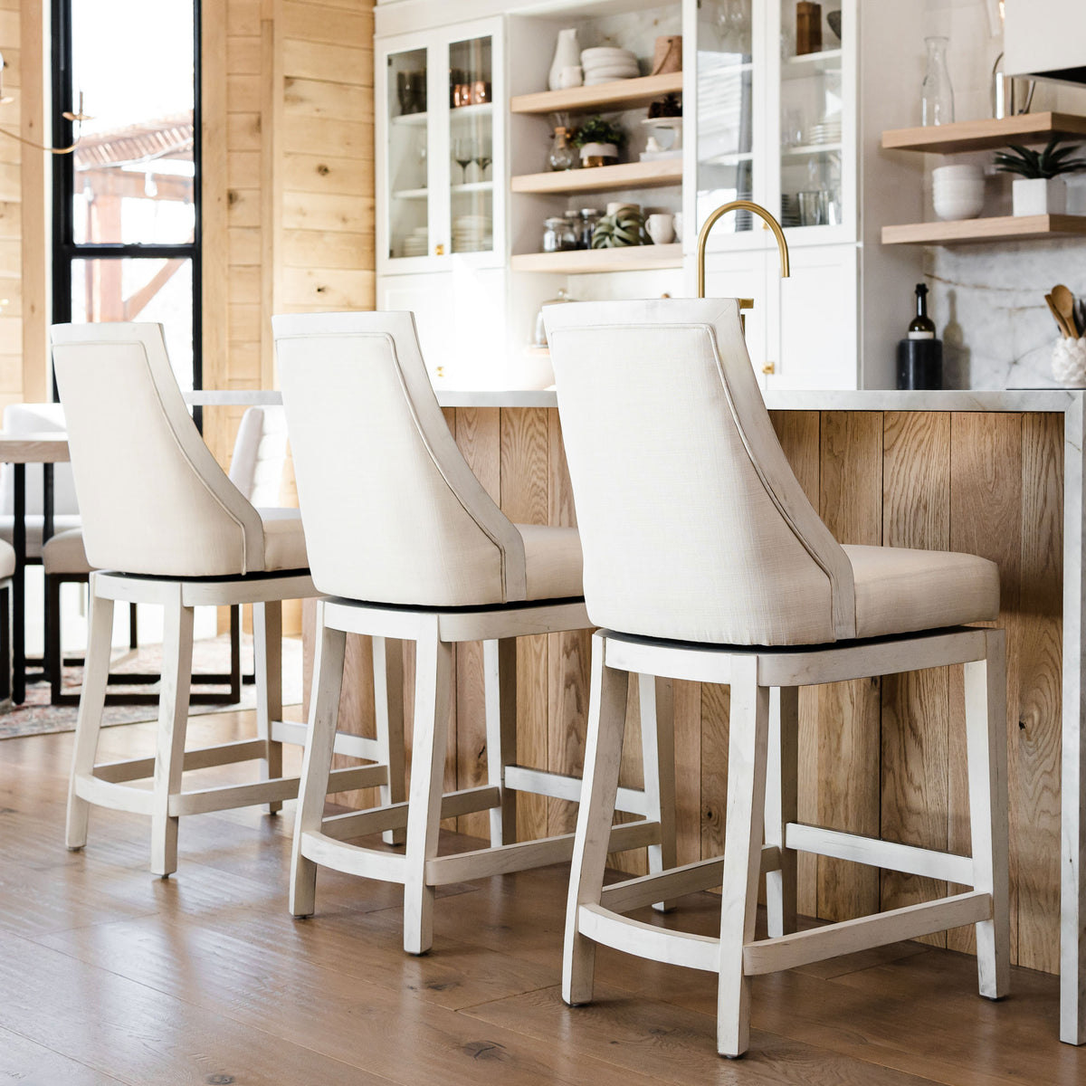 Maven Lane Vienna Kitchen Counter Height Stool , White Oak Finish (Used)