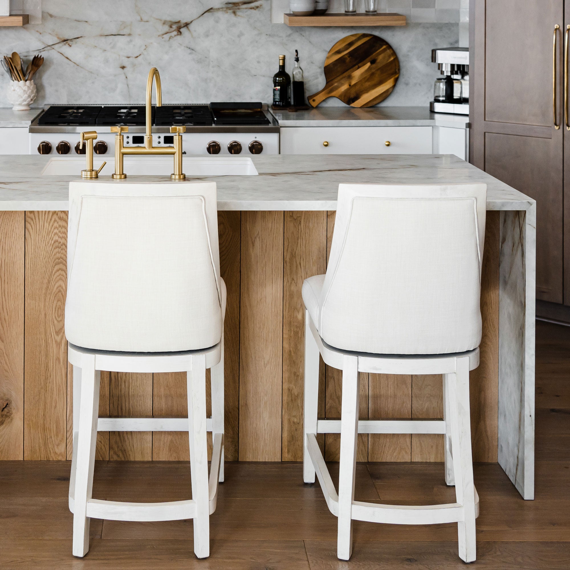Maven Lane Vienna Kitchen Counter Height Stool , White Oak Finish (Used)