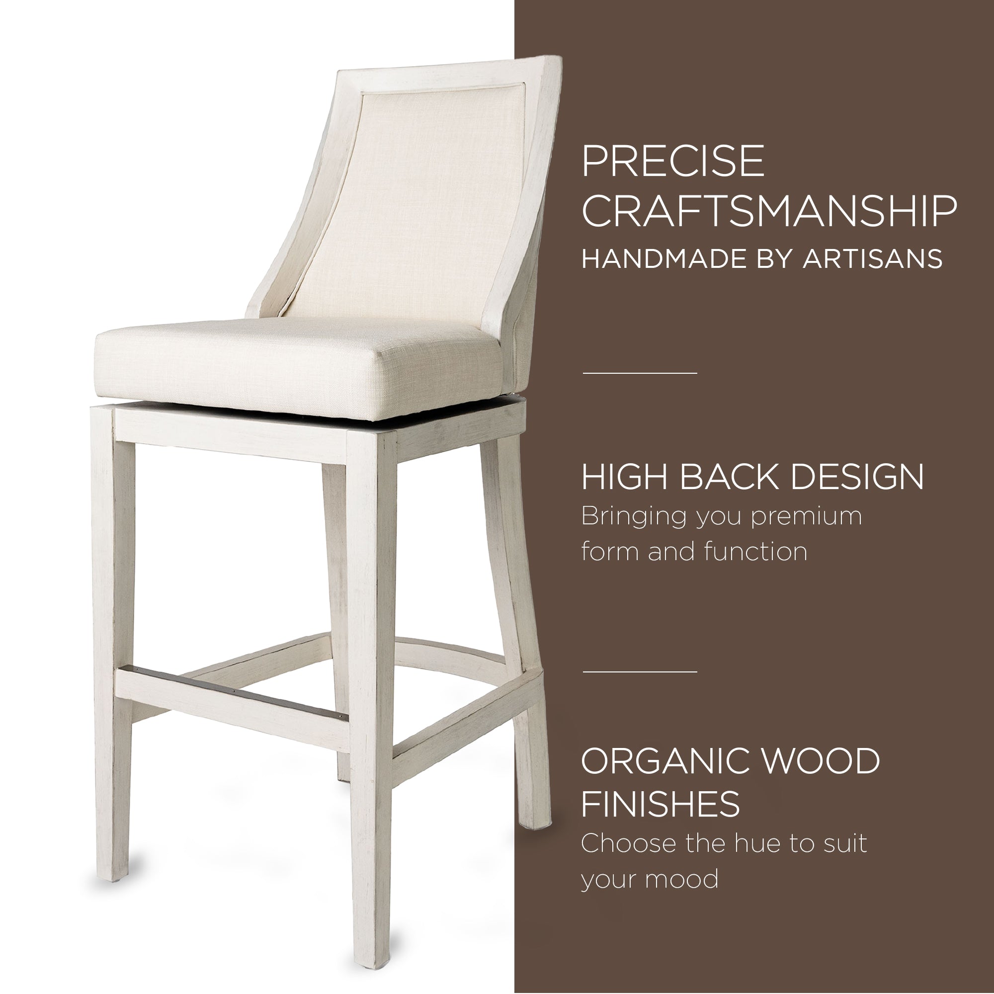 Maven Lane Vienna High-Back Swivel Stool, White Oak, Bar Height (Used) (4 Pack) - VMInnovations