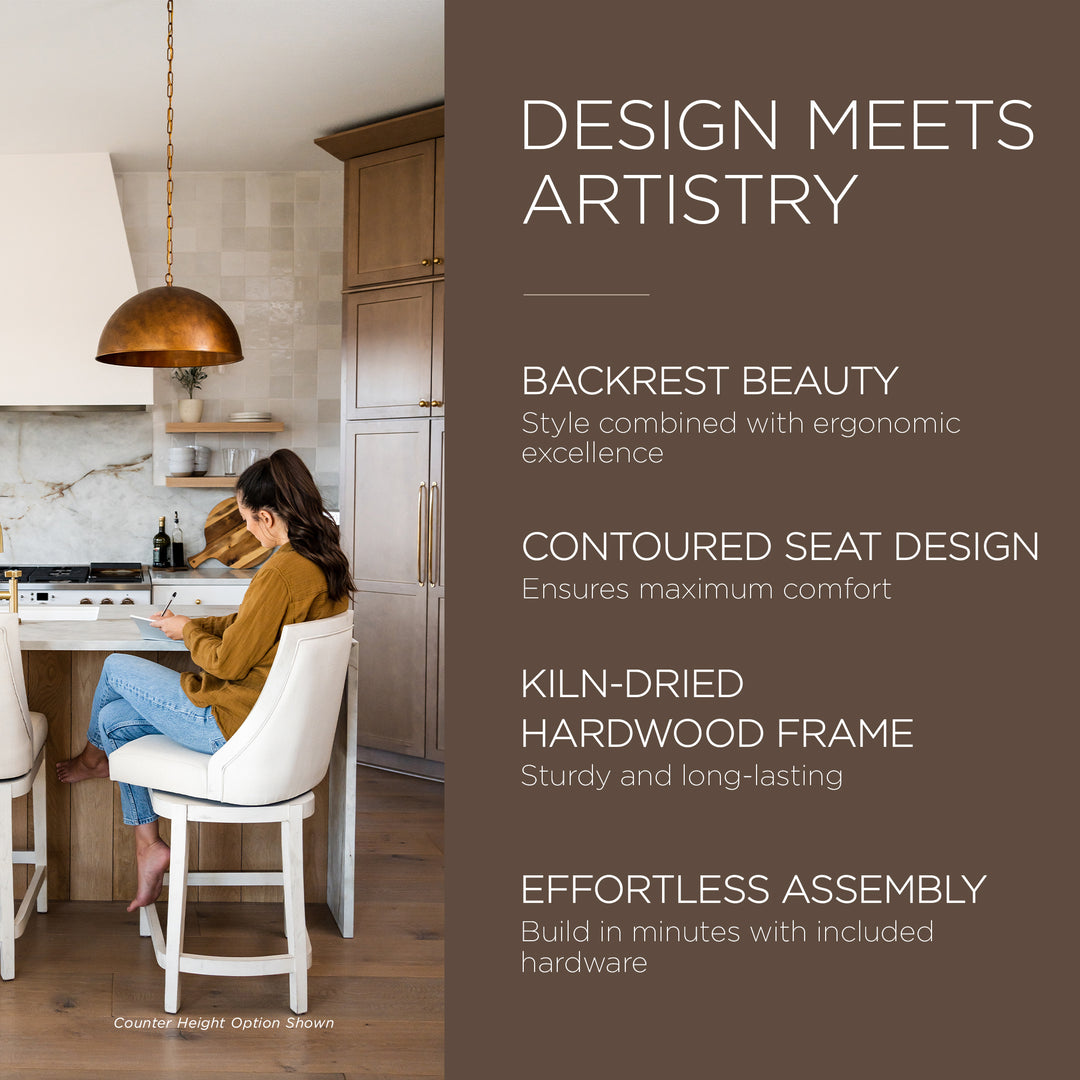 Maven Lane Vienna Swivel Bar Height Stool 31"H, White Oak Finish (Used) (2 Pack) - VMInnovations