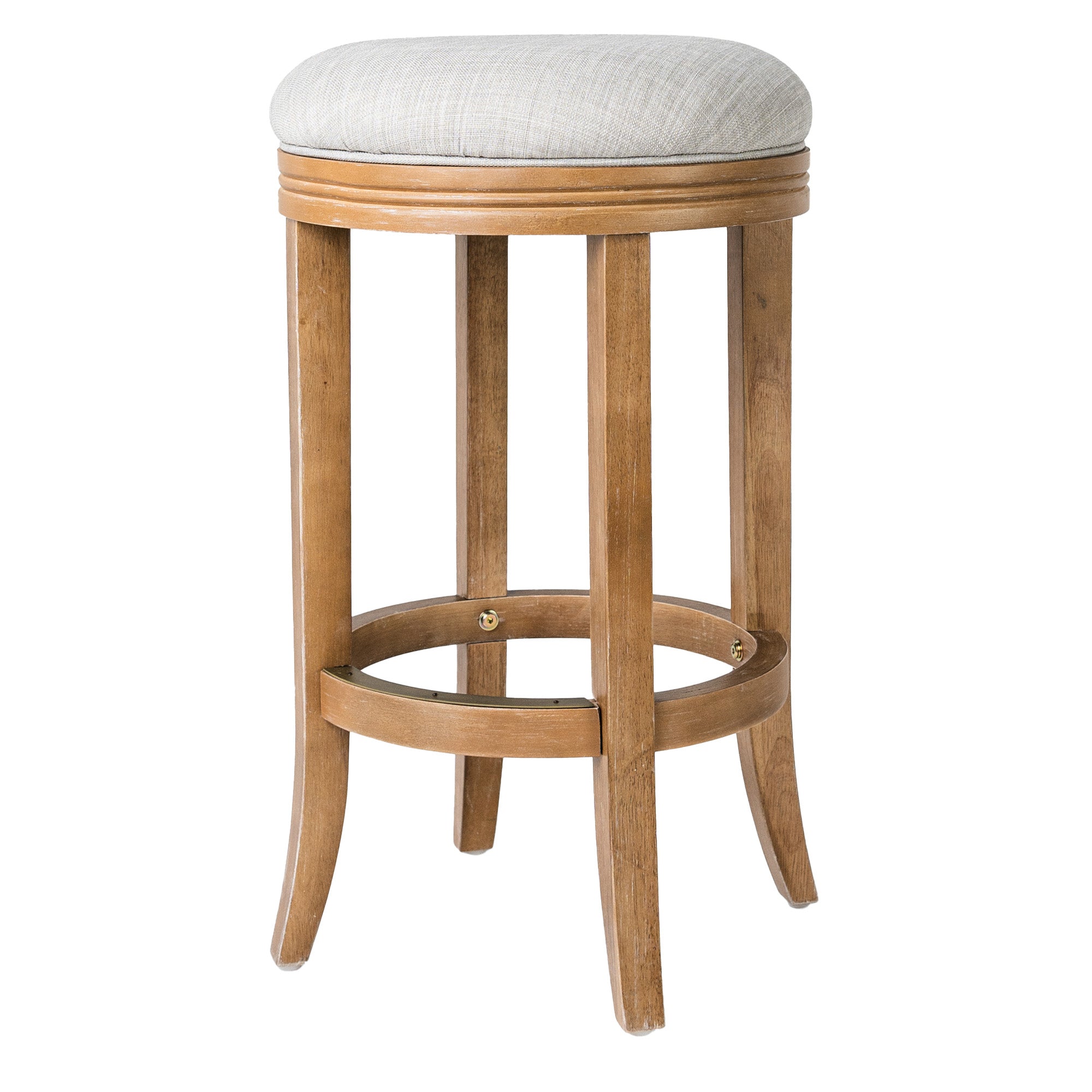 Maven Lane Eva Round Backless Swivel Stool, Weathered Oak, Bar Height (Open Box) - VMInnovations