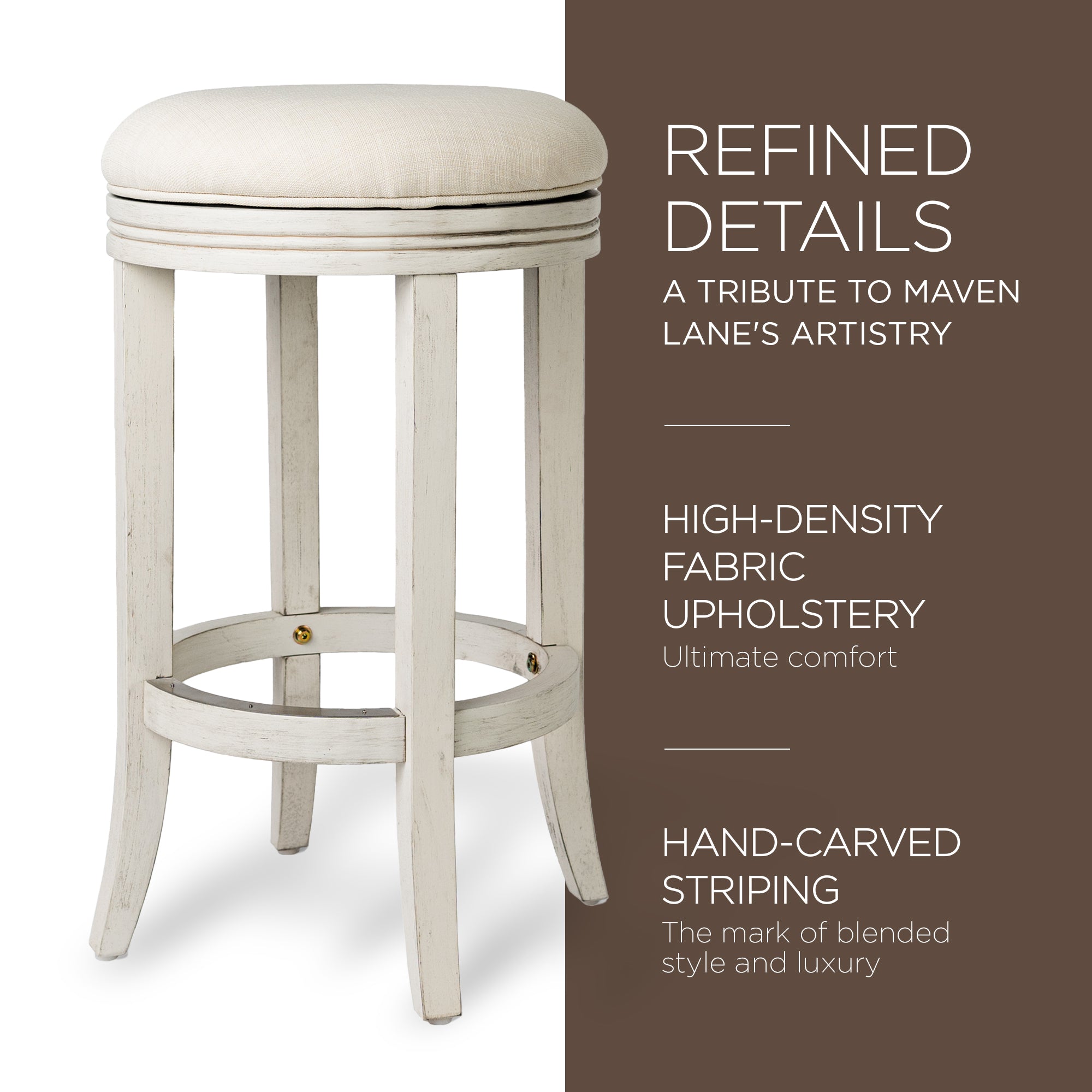 Maven Lane Eva Round Backless Swivel Stool, White Oak, Counter Height(For Parts)