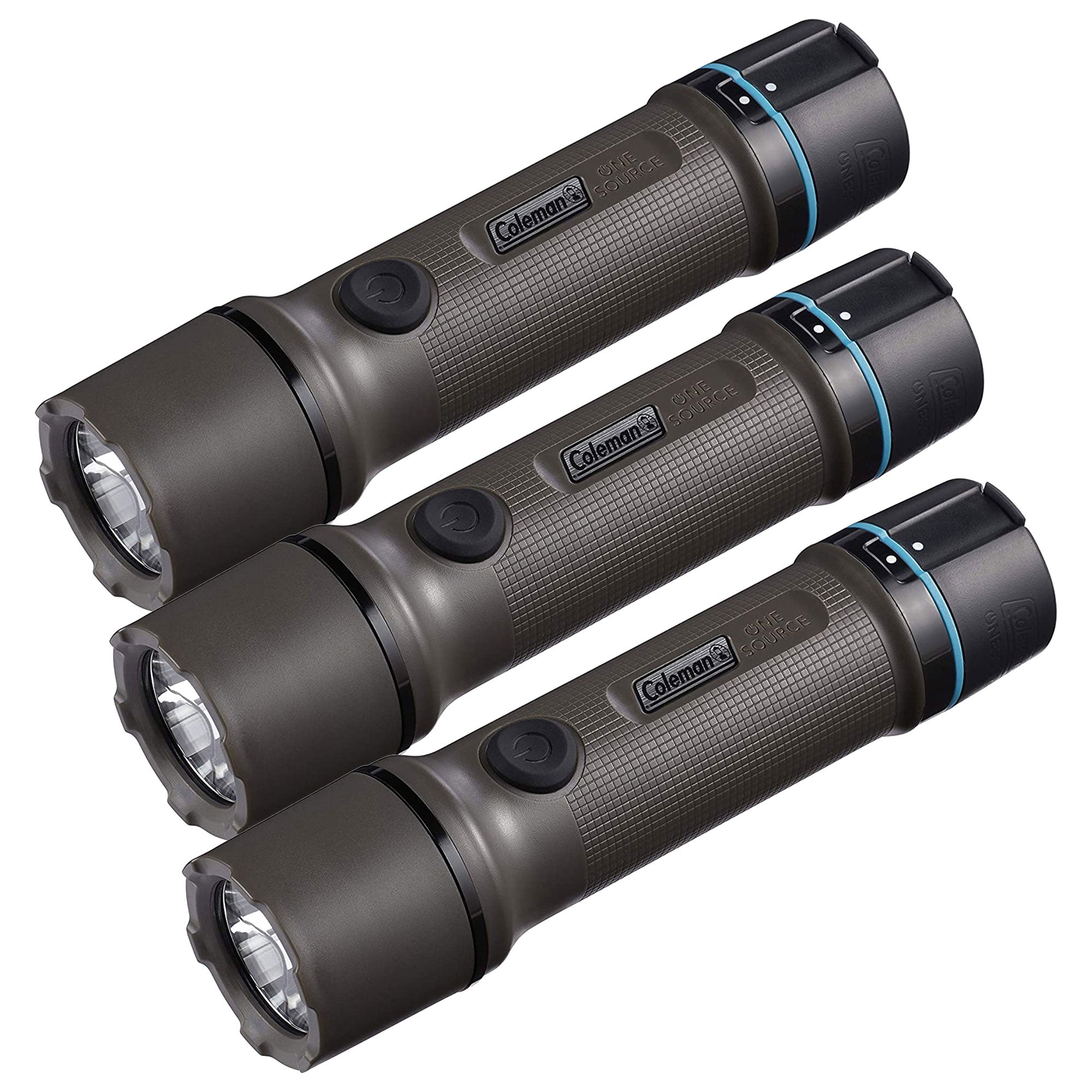 Coleman OneSource 600 Lumens Rechargeable Lithium Ion Camping Flashlight, 3 Pack