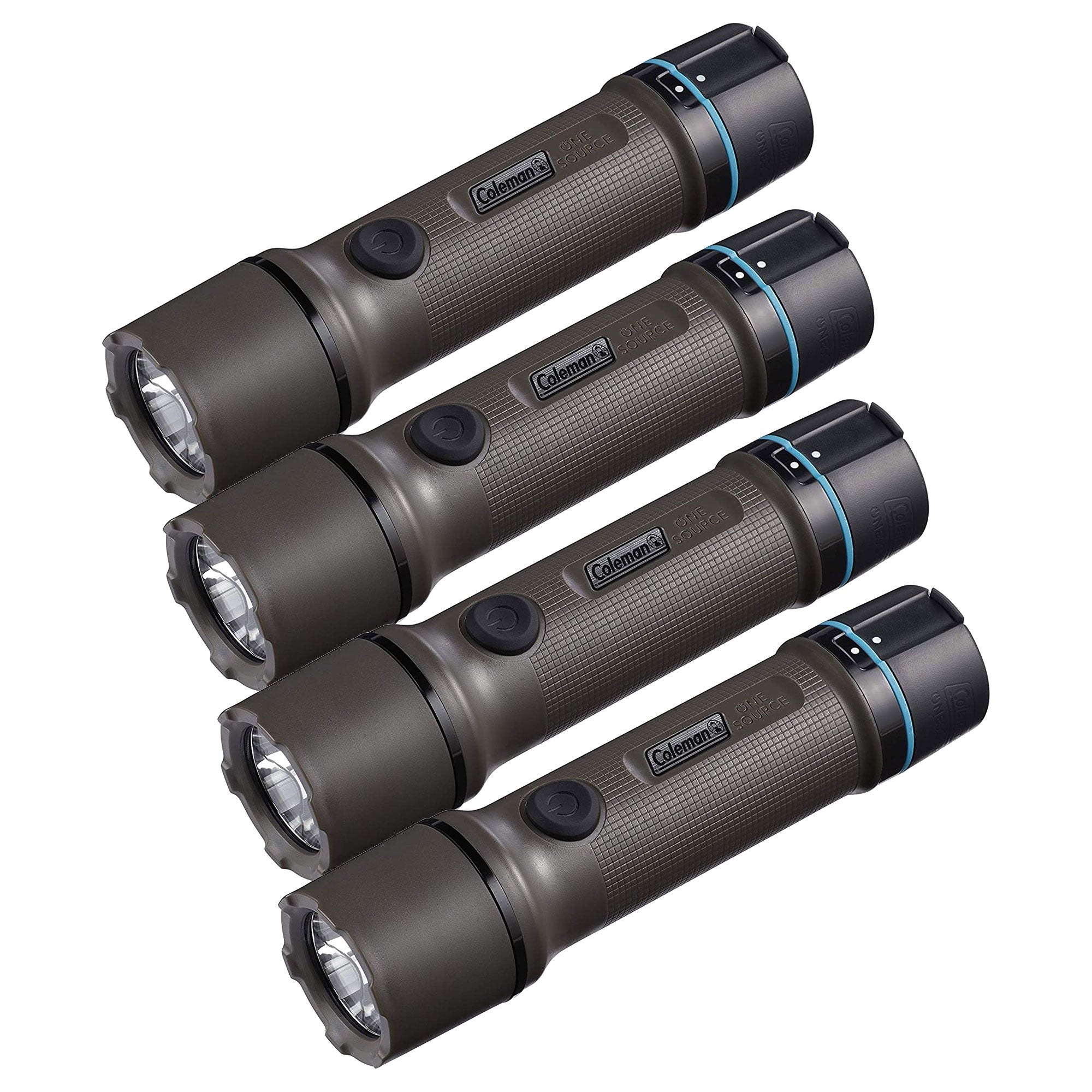 Coleman OneSource 600 Lumens Rechargeable Lithium Ion Camping Flashlight, 4 Pack
