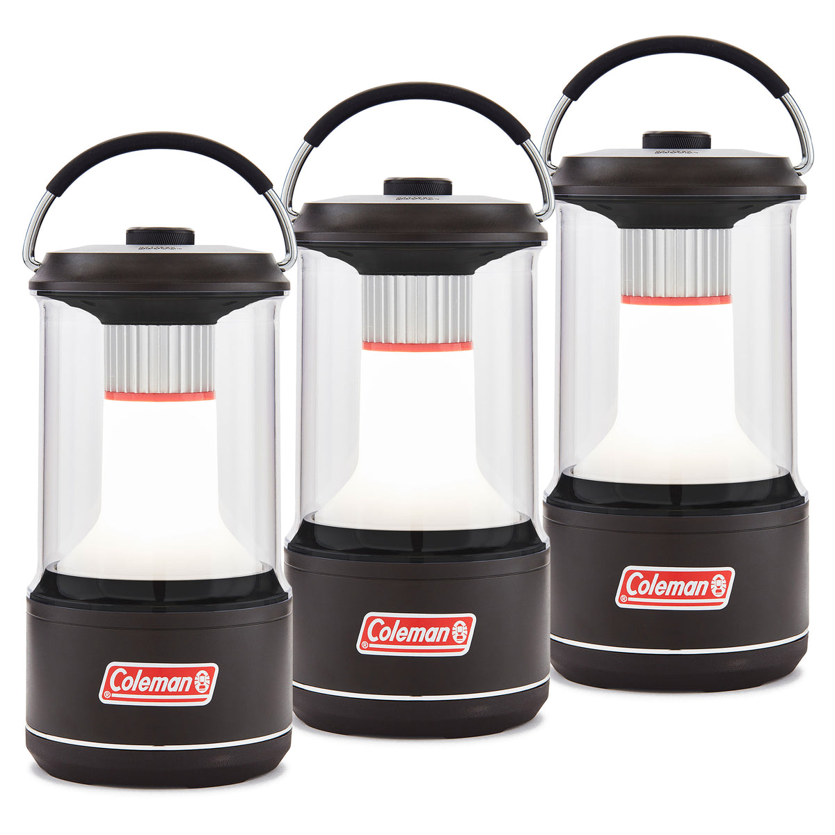 Coleman 800 Lumens LED Camping Light Lantern with BatteryGuard, Black (3 Pack)