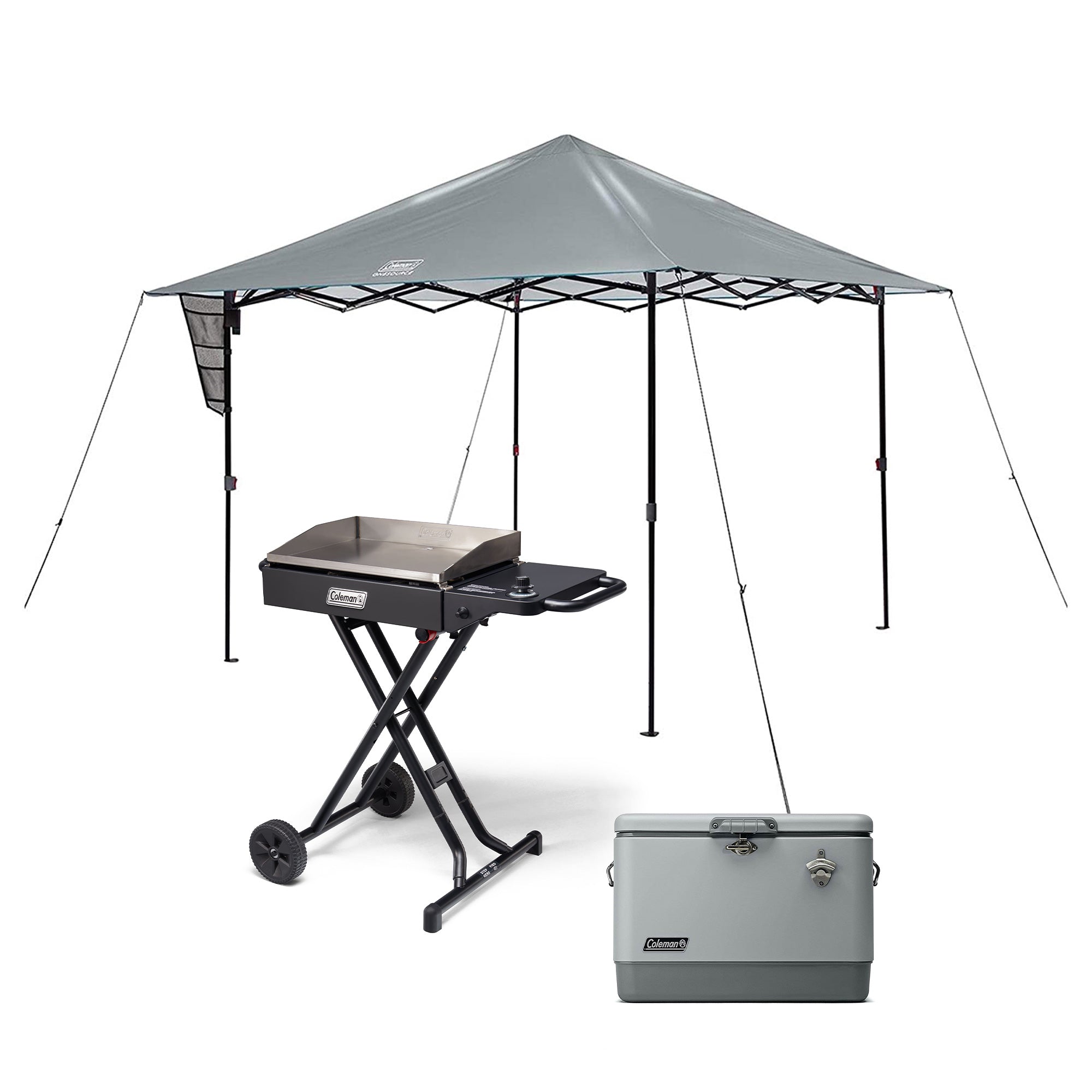 Coleman 19" Propane Griddle, OneSource 10x10 LED Canopy, & Reunion 54 Qt Cooler - VMInnovations