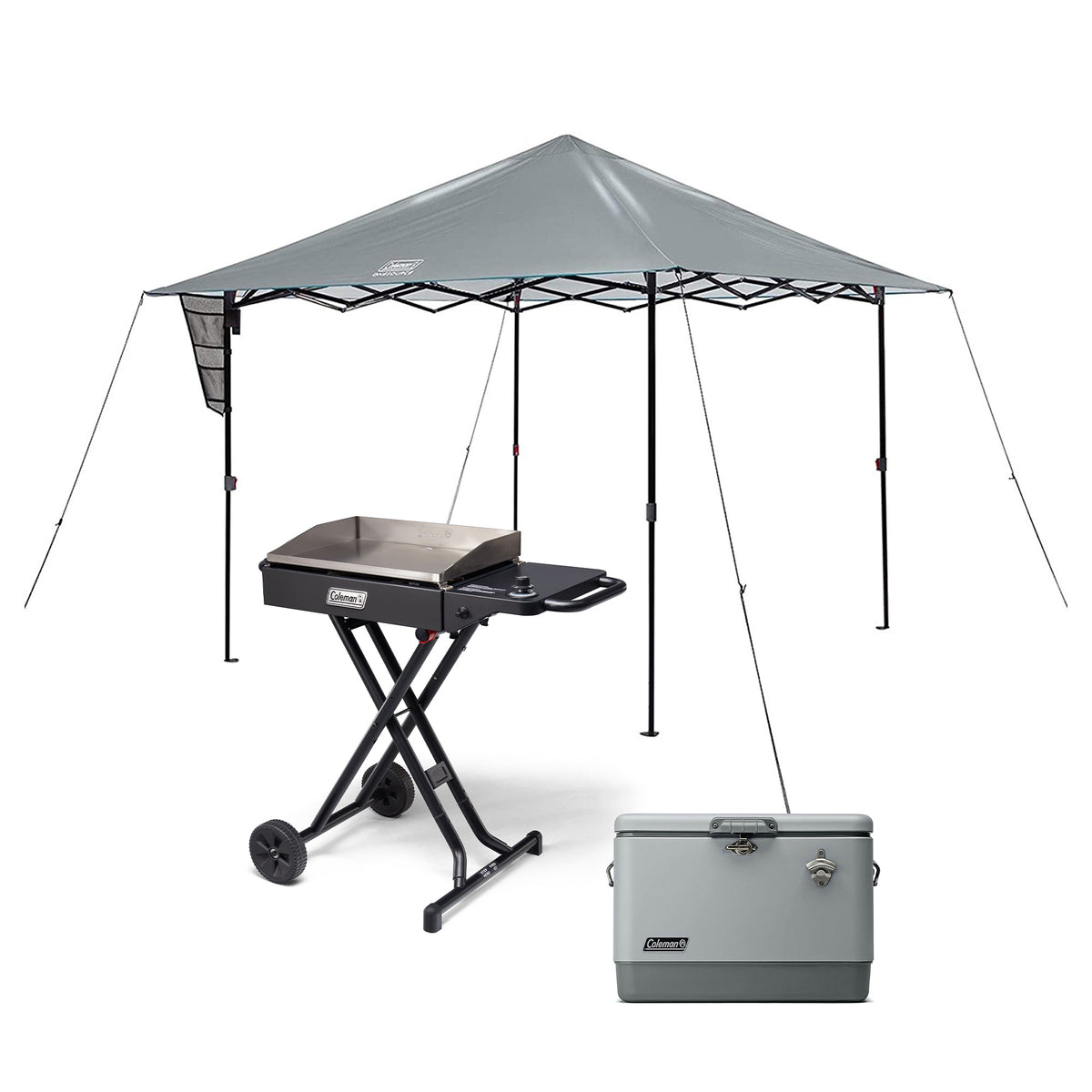 Coleman 19" Propane Griddle, OneSource 10x10 LED Canopy, & Reunion 54 Qt Cooler