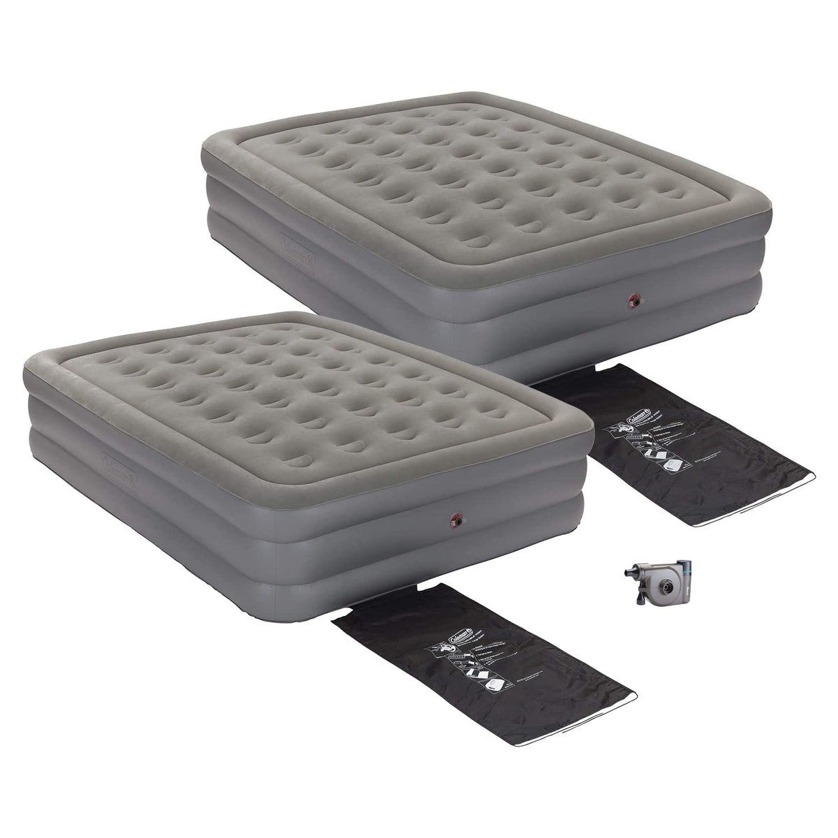 Coleman GuestRest 18" Airbed, Queen (2 Pack) & OneSource USB Air Mattress Pump
