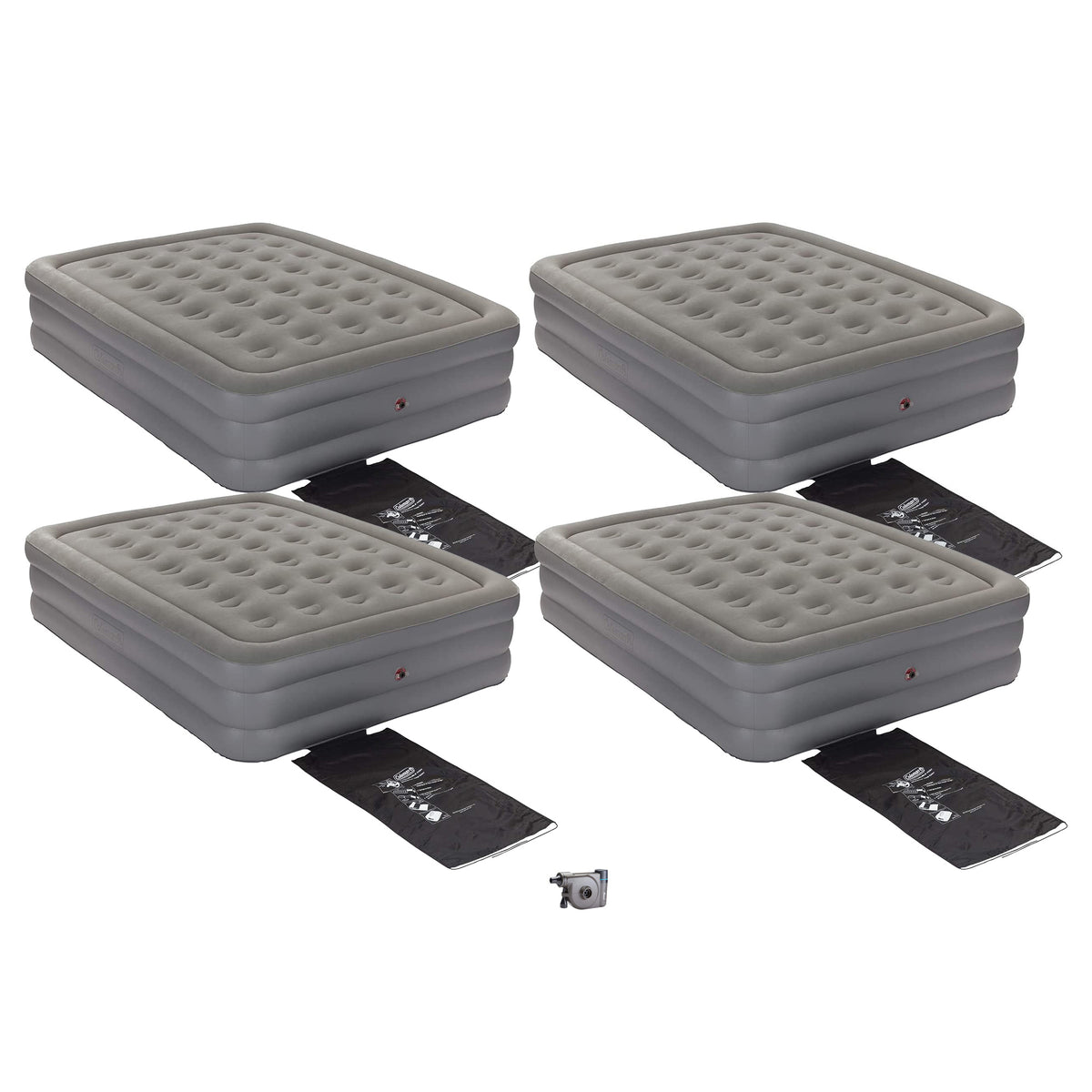 Coleman GuestRest 18" Airbed, Queen (4 Pack) & OneSource USB Air Mattress Pump