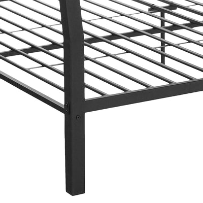 Limbra Twin Full/Queen Bunk Bed Frame w/ 2 Ladders & Guardrail, Black(Open Box)