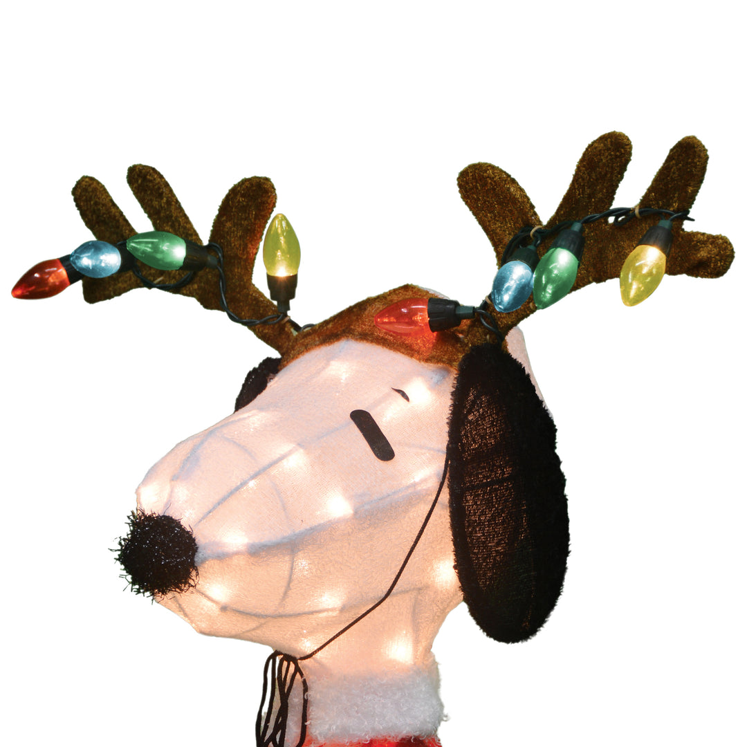 ProductWorks Peanuts 26" Snoopy Santa Coat & Antlers Prelit Christmas Yard Decor - VMInnovations