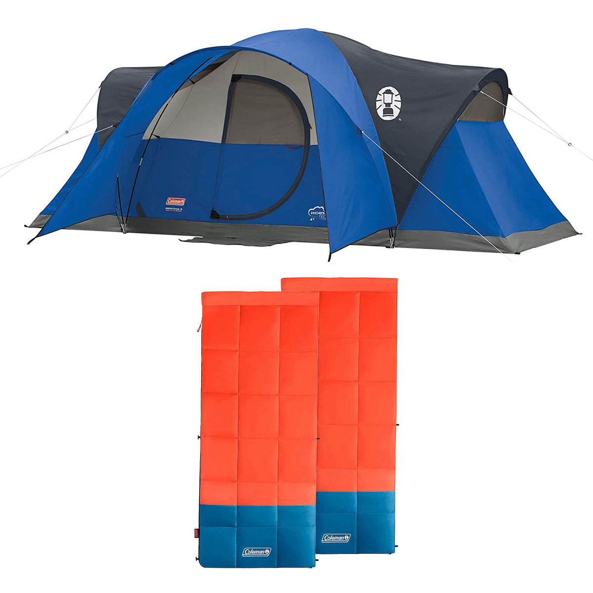 Coleman Montana 8 Person Tent & Kompact 40 Fahrenheit Sleeping Bag (2 Pack)