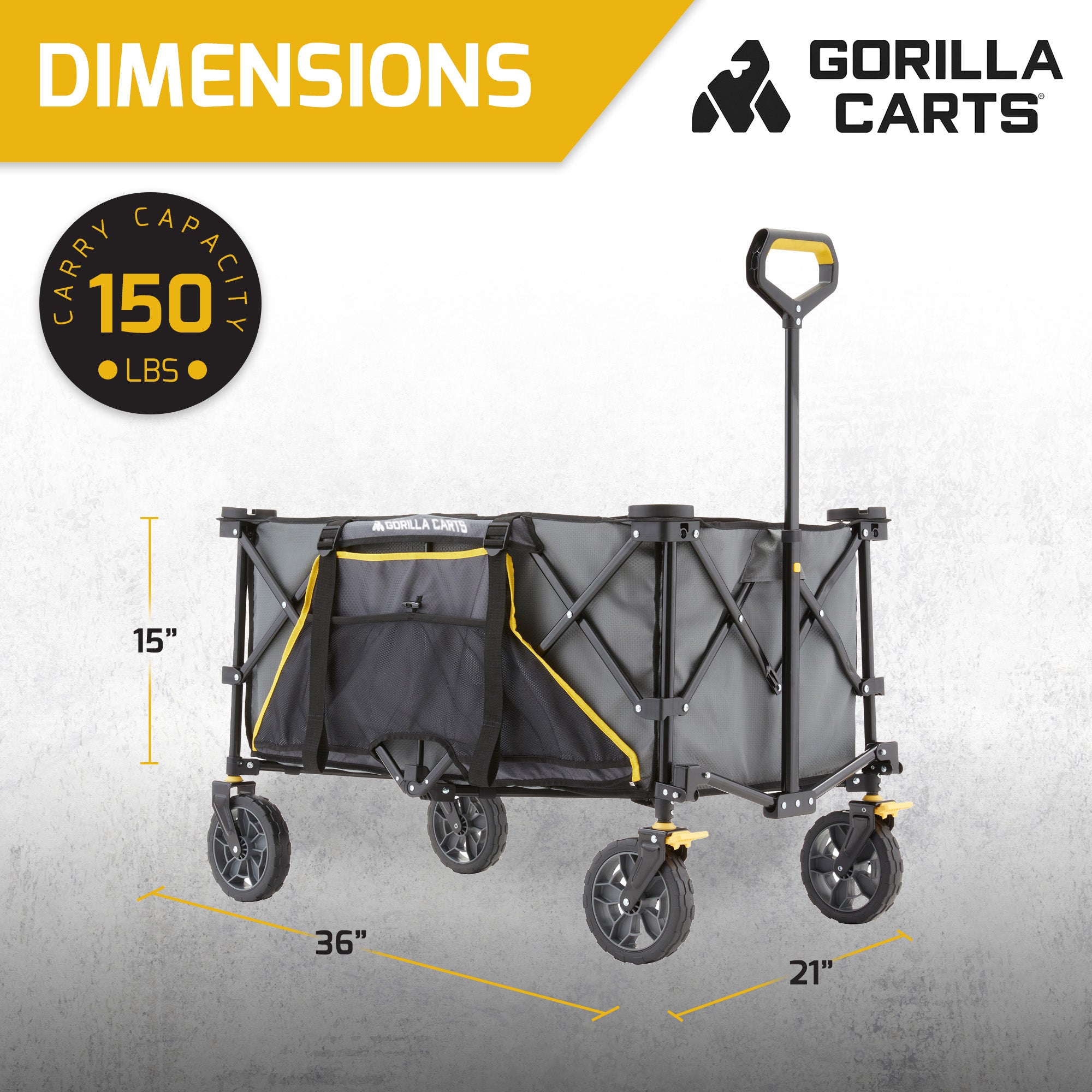 Gorilla Carts 7 Cubic Feet Foldable Utility Beach Wagon with Oversized Bed, Gray - VMInnovations