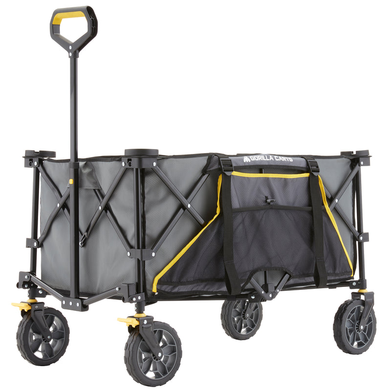 Gorilla Carts 7 Cubic Feet Foldable Utility Beach Wagon with Oversized Bed, Gray