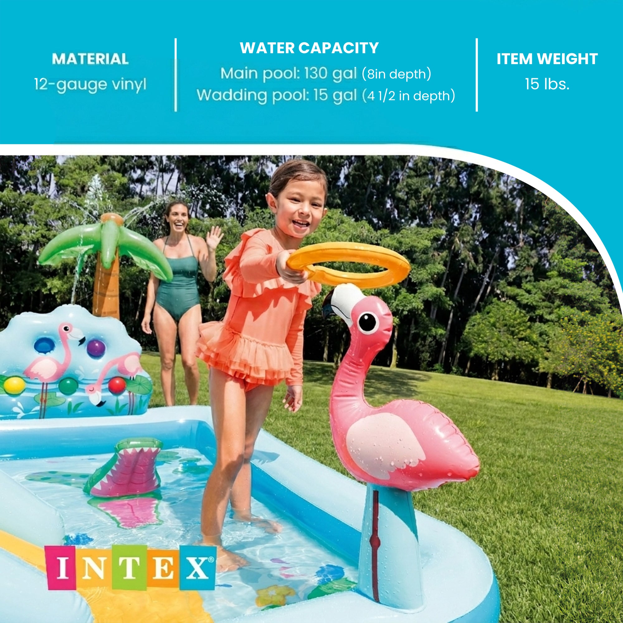 Intex Inflatable Jungle Adventure Play Center & Plastic Fun Ballz, 100 Pack