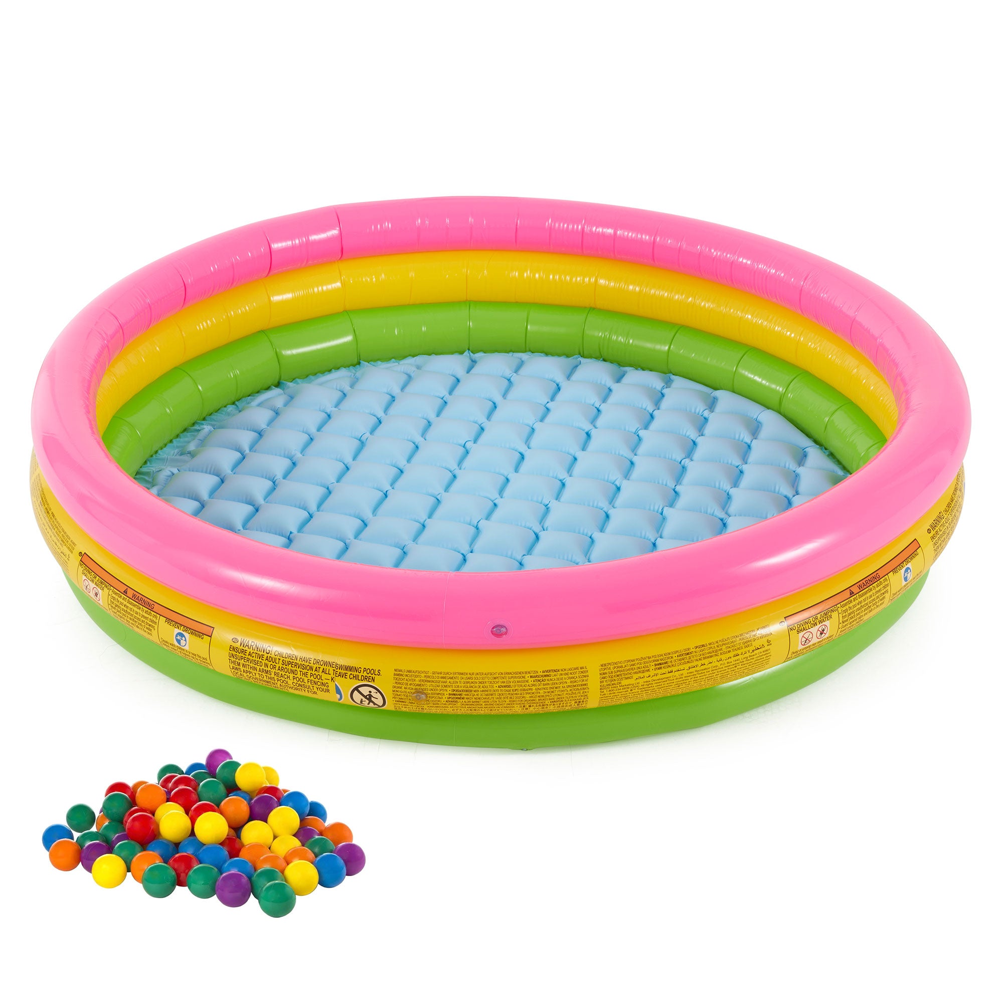 Intex Inflatable Sunset Glow Kiddie Pool with Multi-Colored Fun Ballz, 100 Pack - VMInnovations