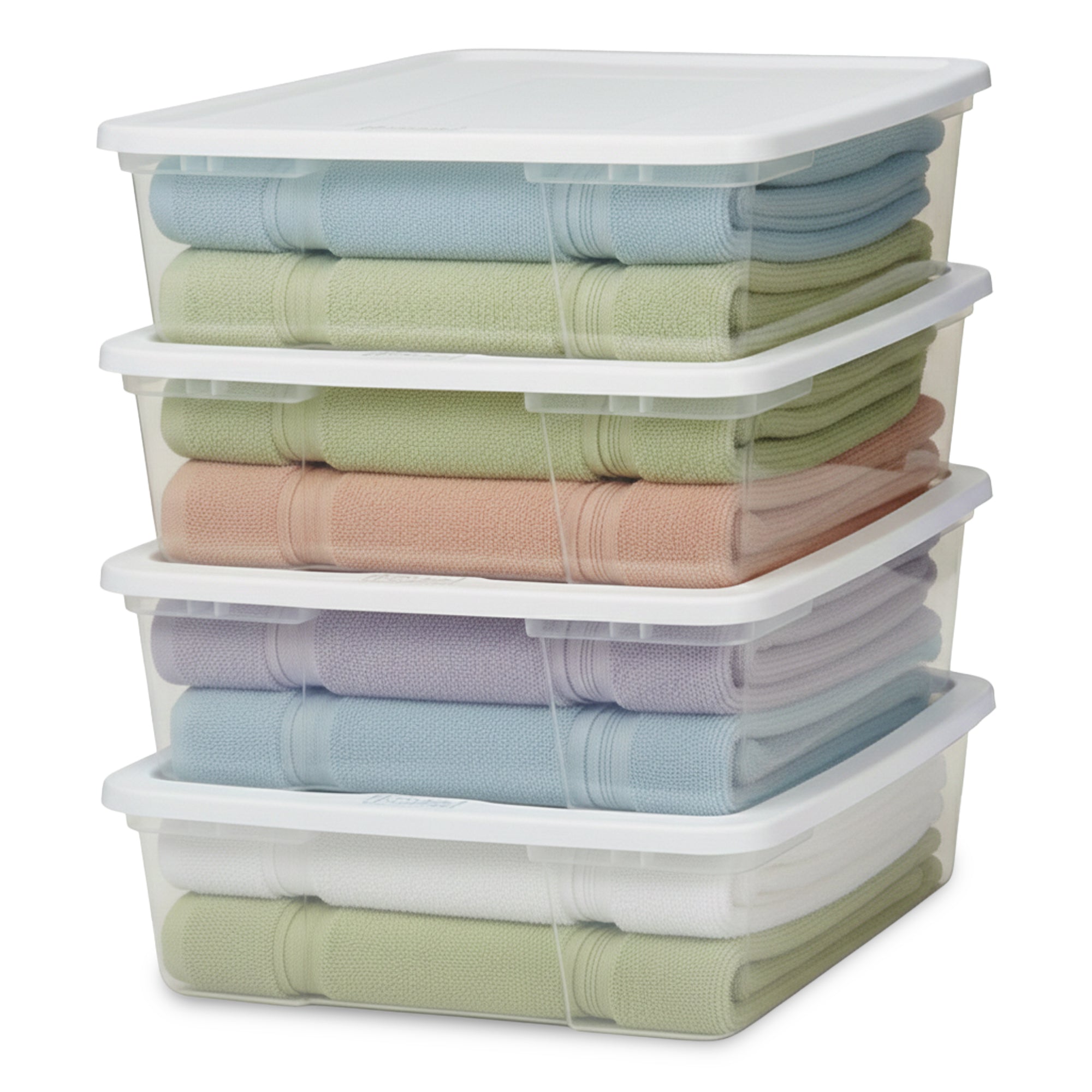 Homz 28 Qt Snaplock Clear Plastic Storage Container Bin with Secure Lid (4 Pack)