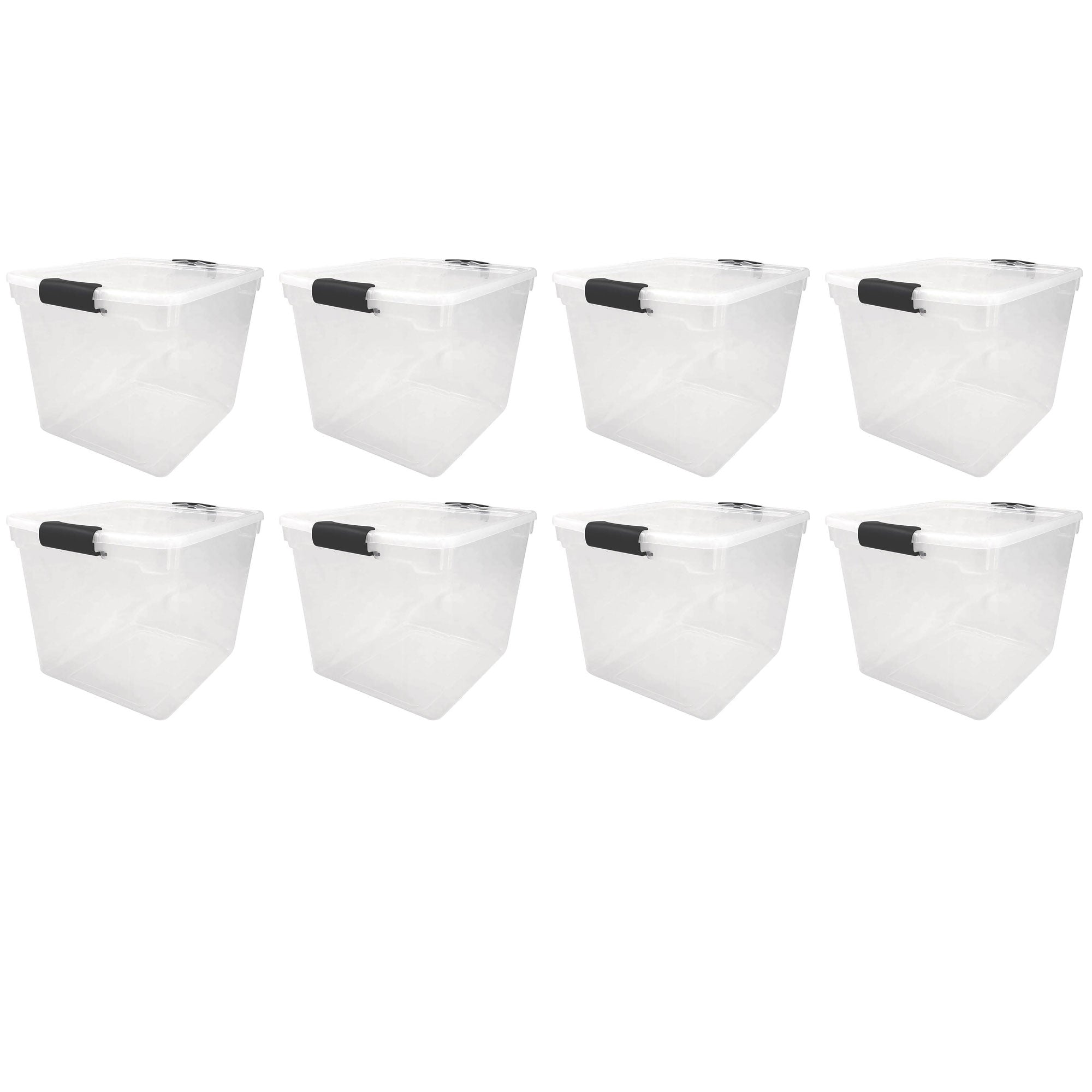 Homz Secure Latch Large Clear Stackable Storage Container Bin, 31 Quart (8 Pack) - VMInnovations