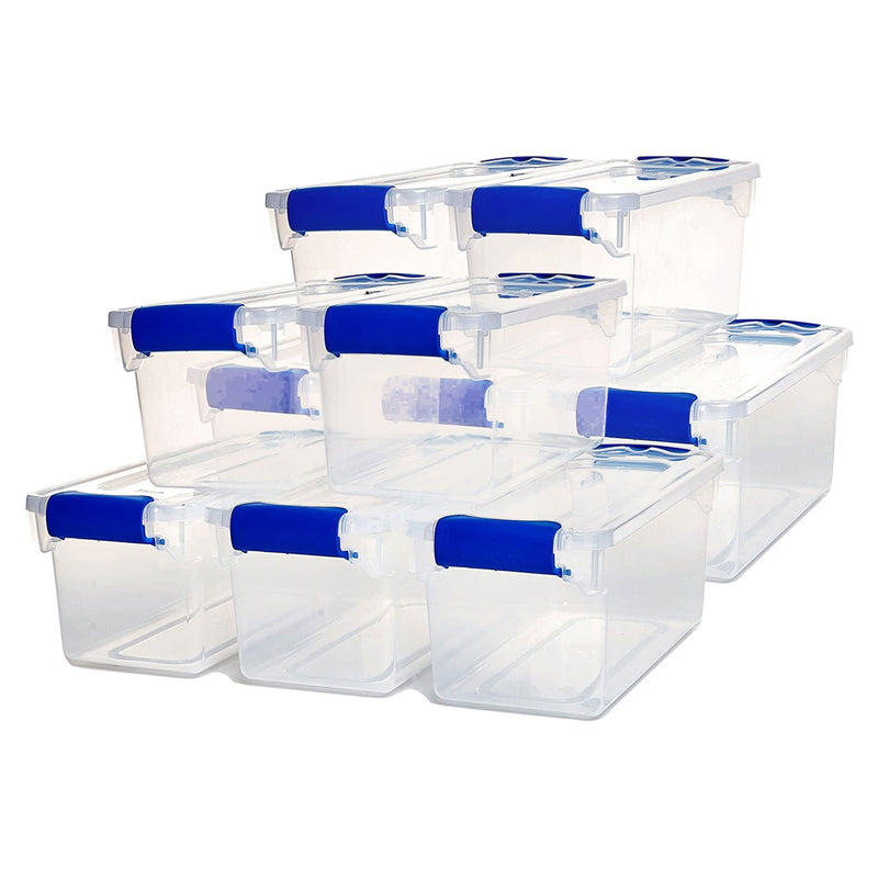 Homz 7.5 Quart Secure Latching Clear Plastic Stackable Storage Container,10 Pack