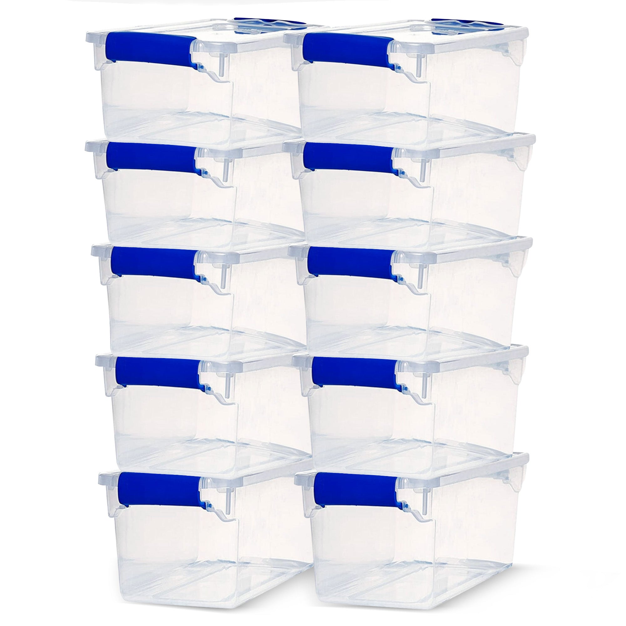 Homz 7.5 Quart Secure Latching Clear Plastic Stackable Storage Container,10 Pack - VMInnovations