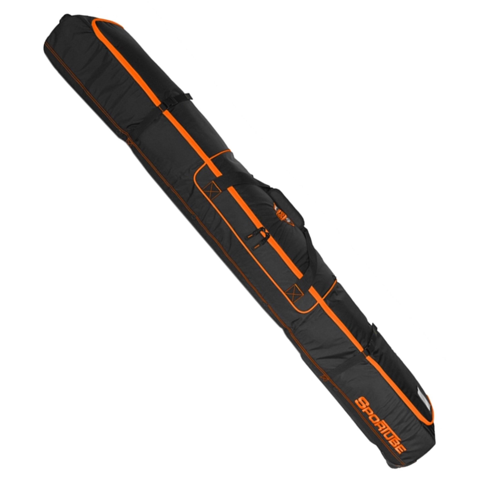 Sportube Wheeled Padded 3 Pair Ski Shield/2 Snowboard Luggage Bag, Black/Orange - VMInnovations
