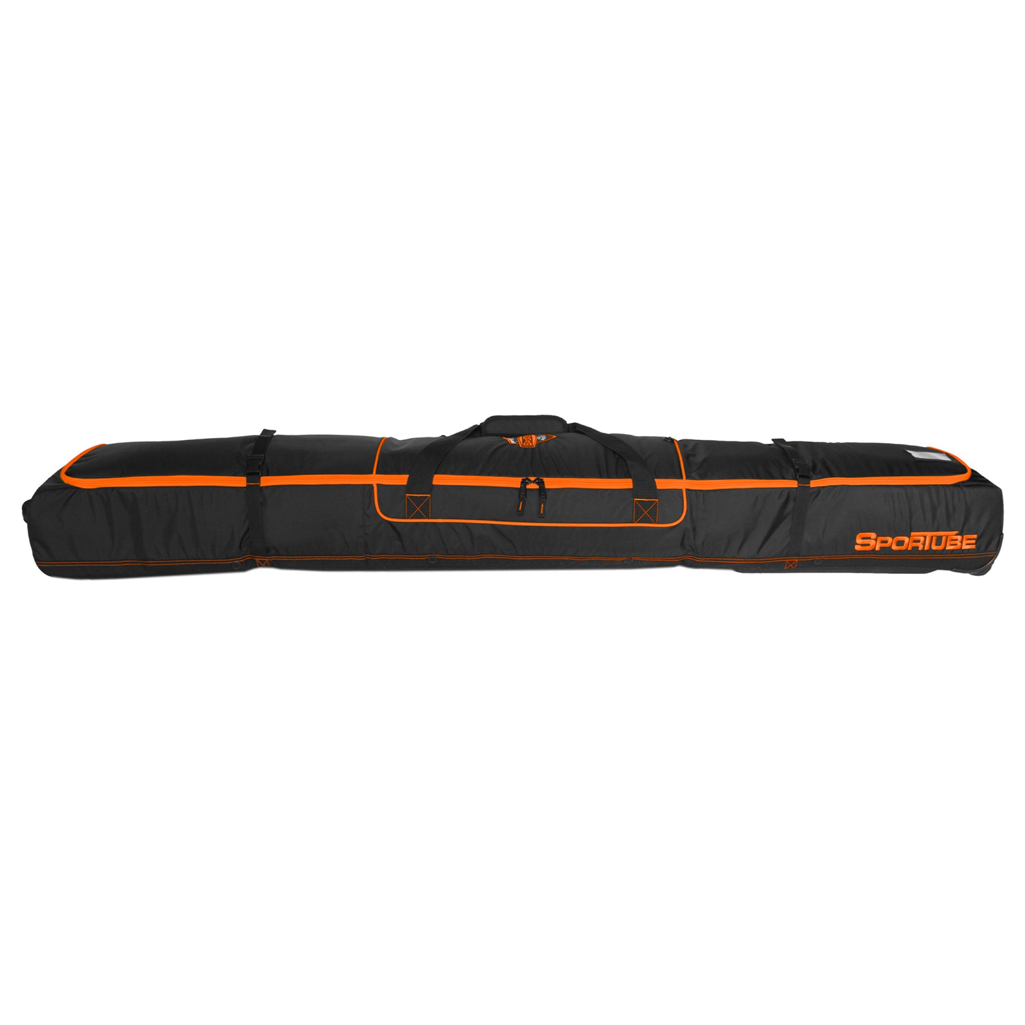 Sportube Wheeled Padded 3 Pair Ski Shield/2 Snowboard Luggage Bag, Black/Orange - VMInnovations