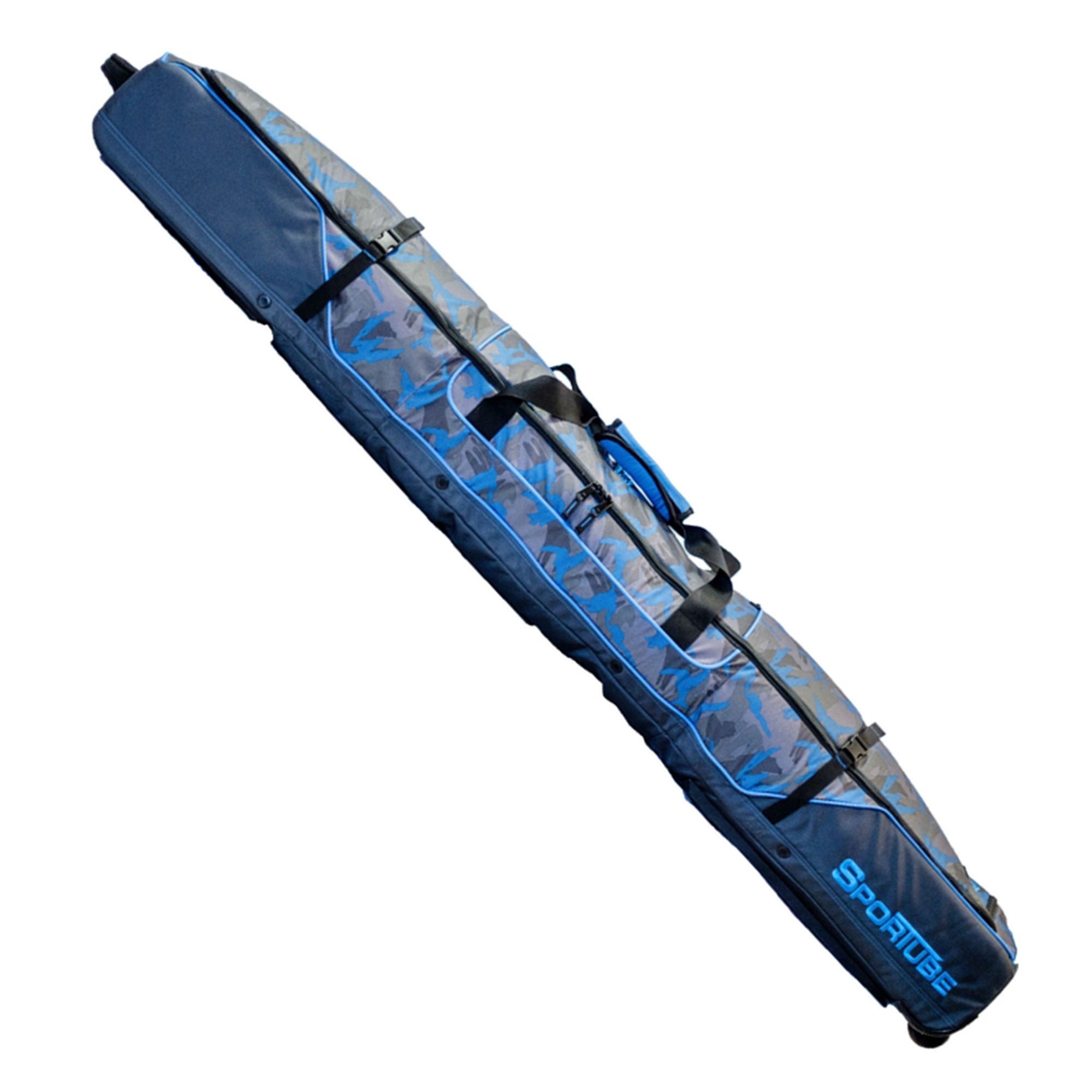 Sportube Wheeled Padded 3 Pair Ski Shield/2 Snowboard Luggage Bag, Camo Blue - VMInnovations