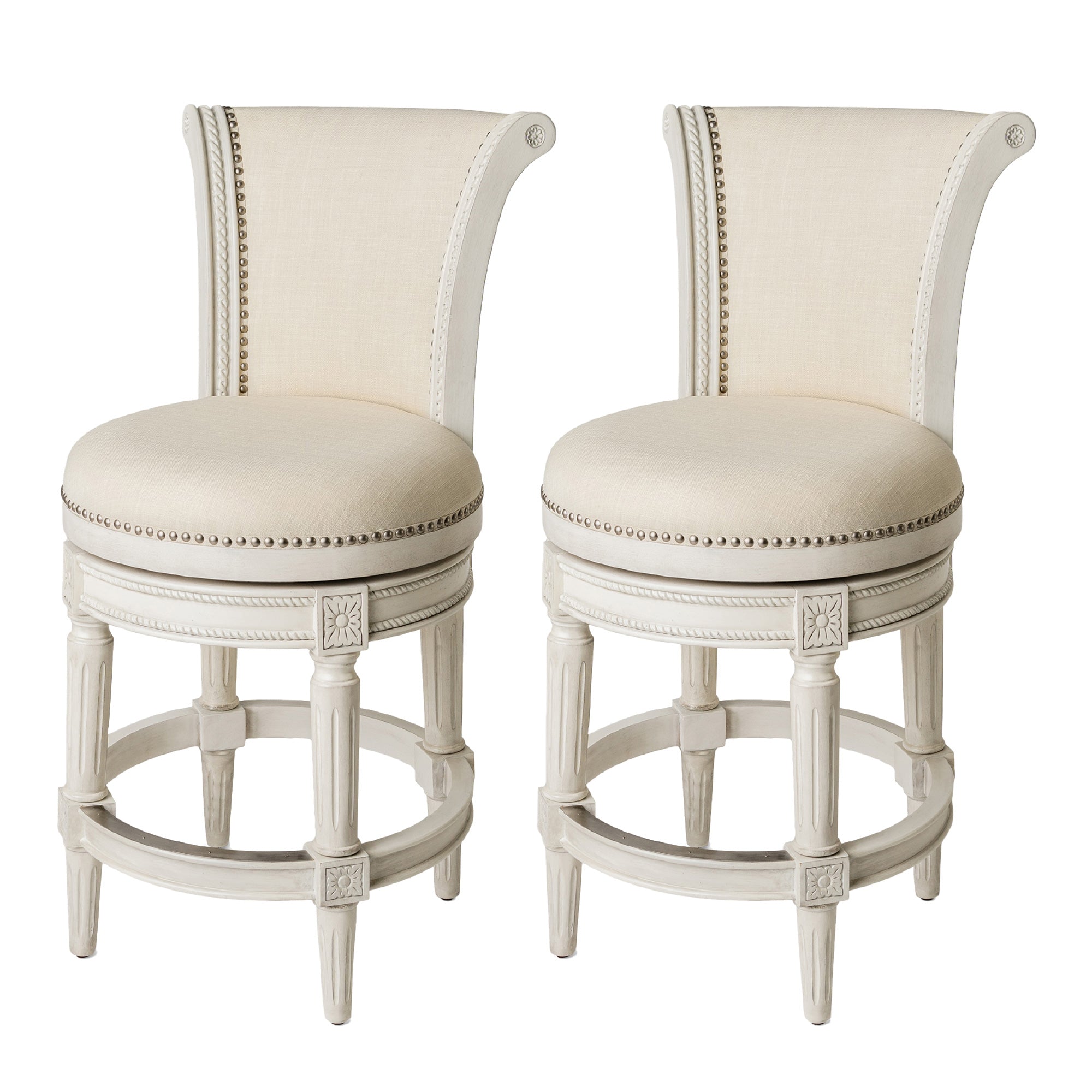 Maven Lane Pullman Swivel Bar Stool White Oak, Counter Height,Open Box (2 Pack) - VMInnovations