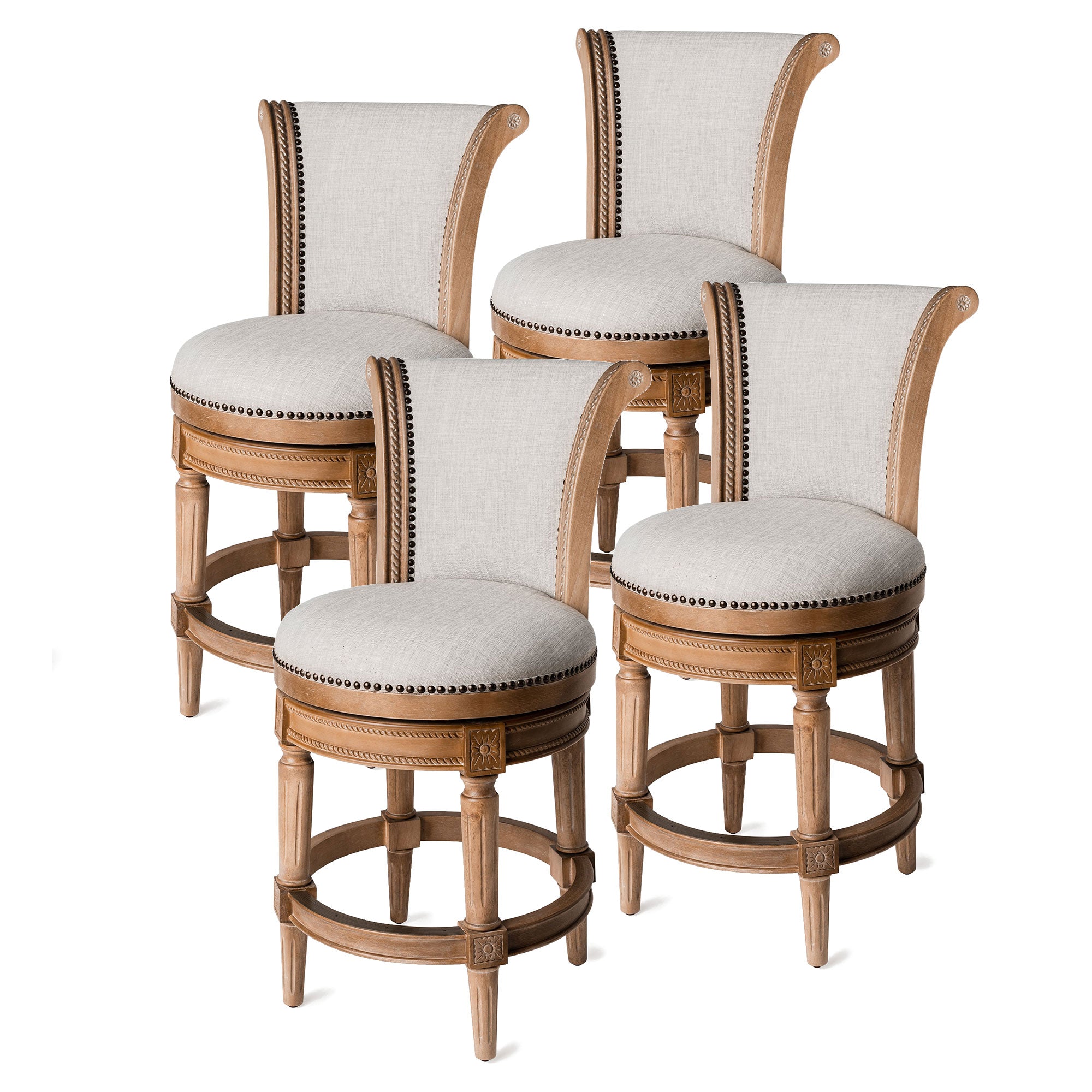 Maven Lane Pullman Swivel Stool, Weathered Oak, Counter Height (Used) (4 Pack) - VMInnovations