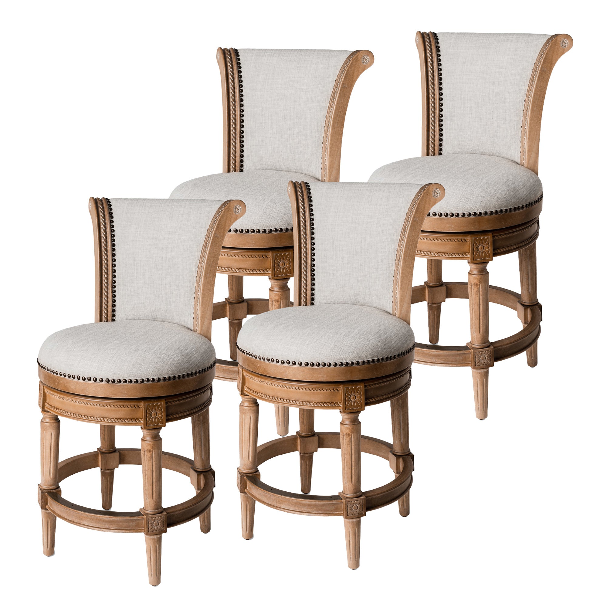 Maven Lane Pullman Swivel Stool Weathered Oak, Counter Height,Open Box (4 Pack) - VMInnovations