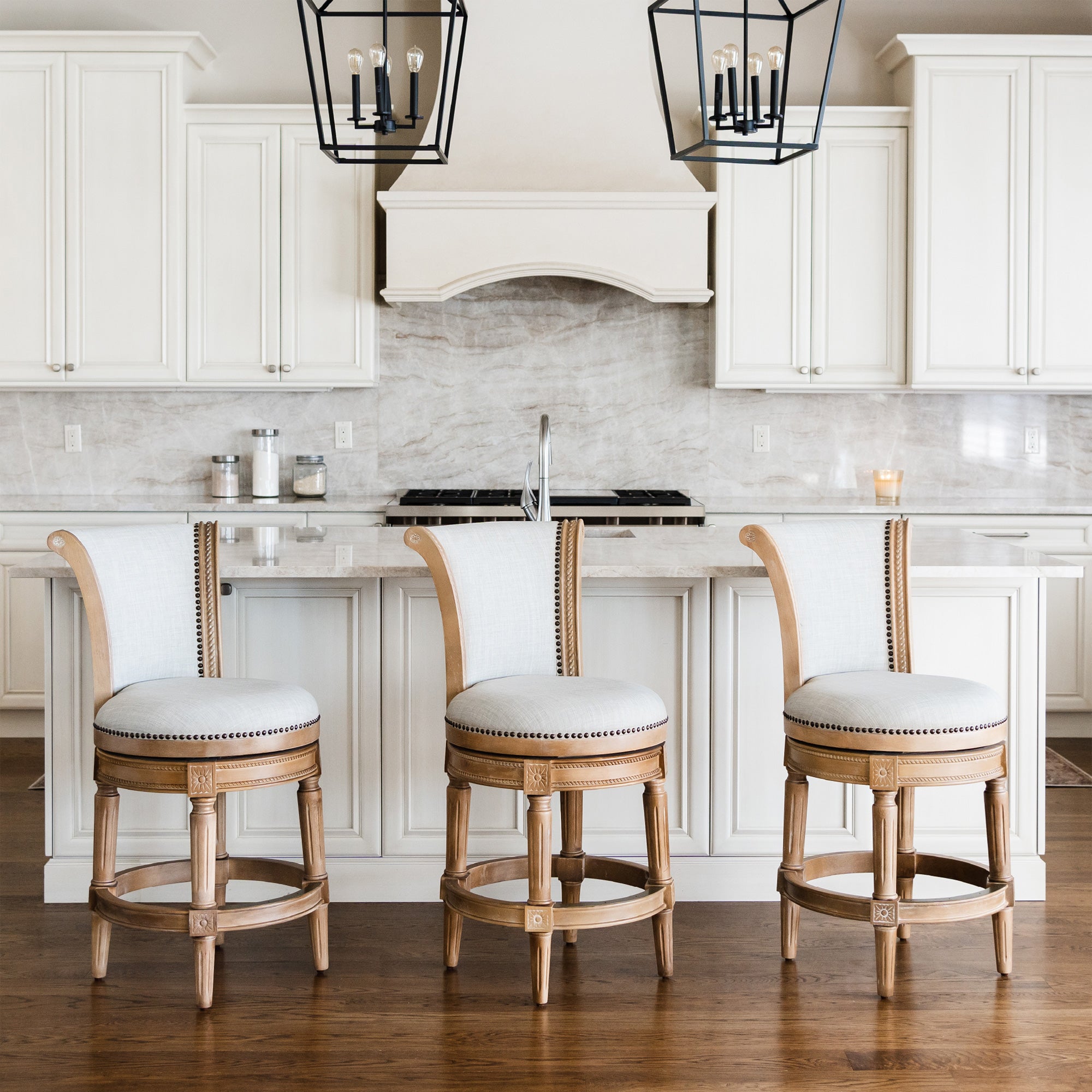 Maven Lane Pullman Swivel Stool Weathered Oak, Counter Height,Open Box (4 Pack) - VMInnovations