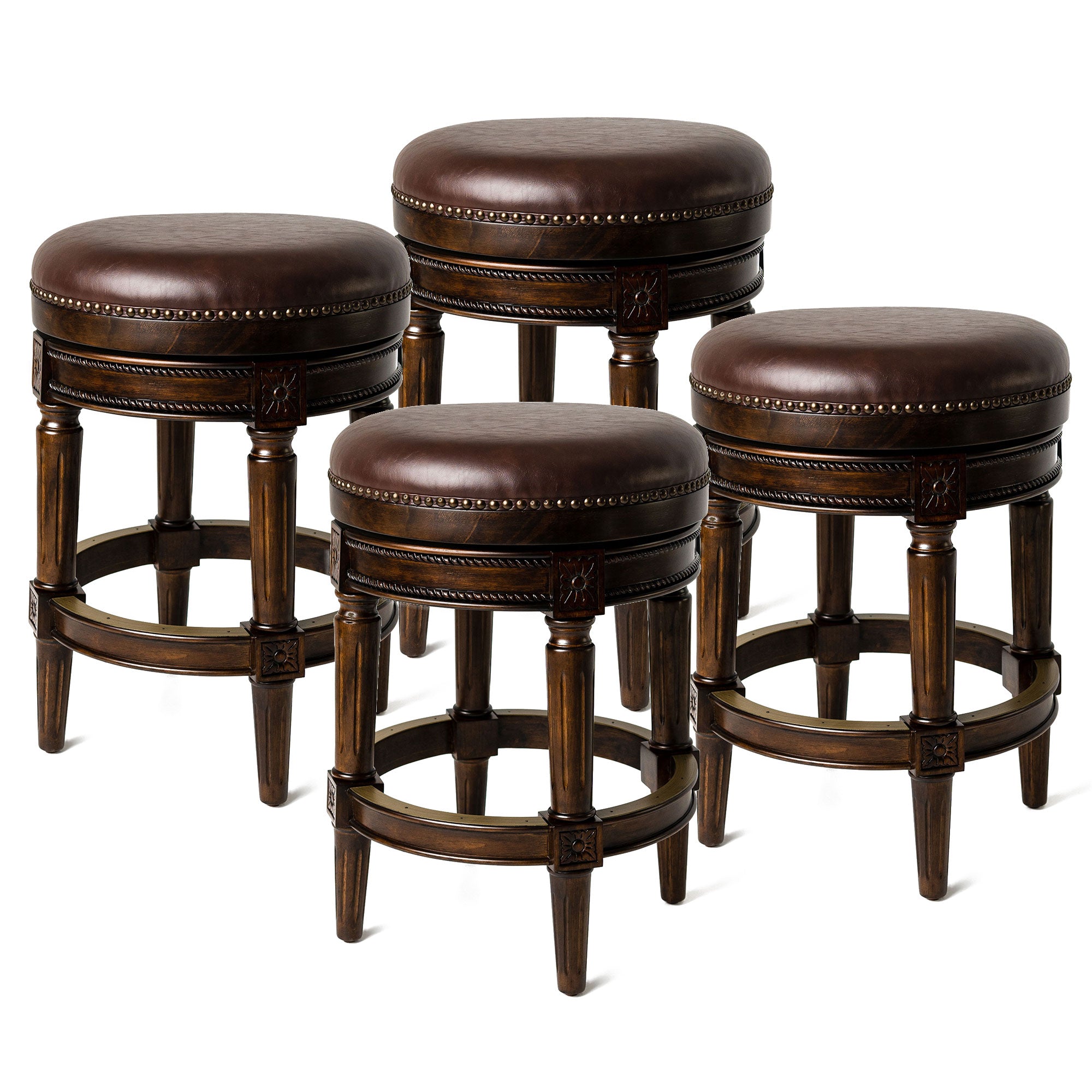 Maven Lane Pullman Swivel Stool, Dark Walnut, Counter Height (Open Box) (4 Pack) - VMInnovations
