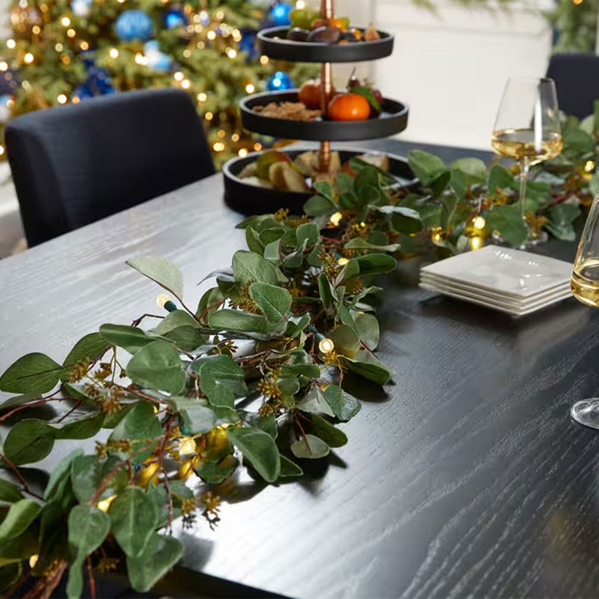 NOMA 9' Pre-Lit Flocked Eucalyptus Garland with 35 Warm White Lights (For Parts) - VMInnovations