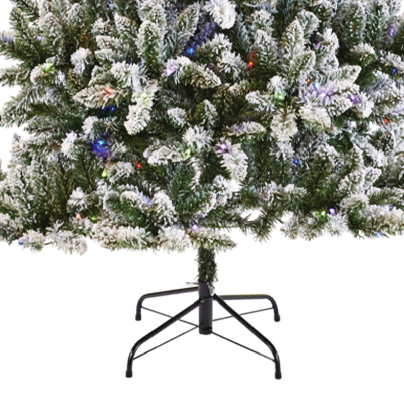 NOMA 7 Foot Flocked Cypress Prelit Artificial Christmas Tree w/Multicolor Lights