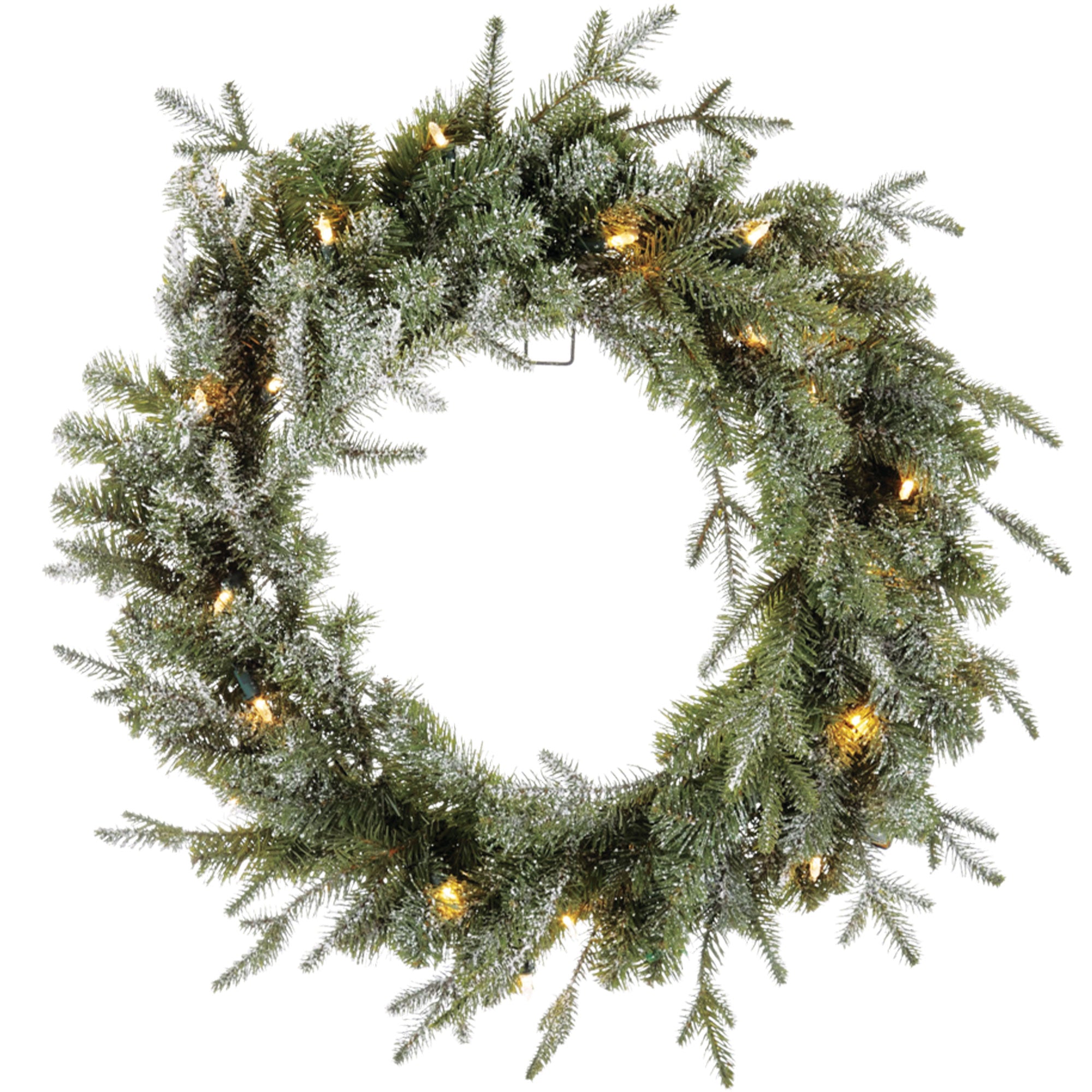 NOMA 24" Pre-Lit Flocked Frosted Fir Christmas Wreath with 25 Warm White Lights - VMInnovations