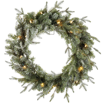 Noma 24" Frosted Fir Artificial Indoor Battery Operated Pre Lit Holiday Wreath