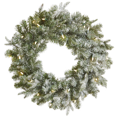 Noma 24" Frosted Fir Artificial Indoor Battery Operated Pre Lit Holiday Wreath