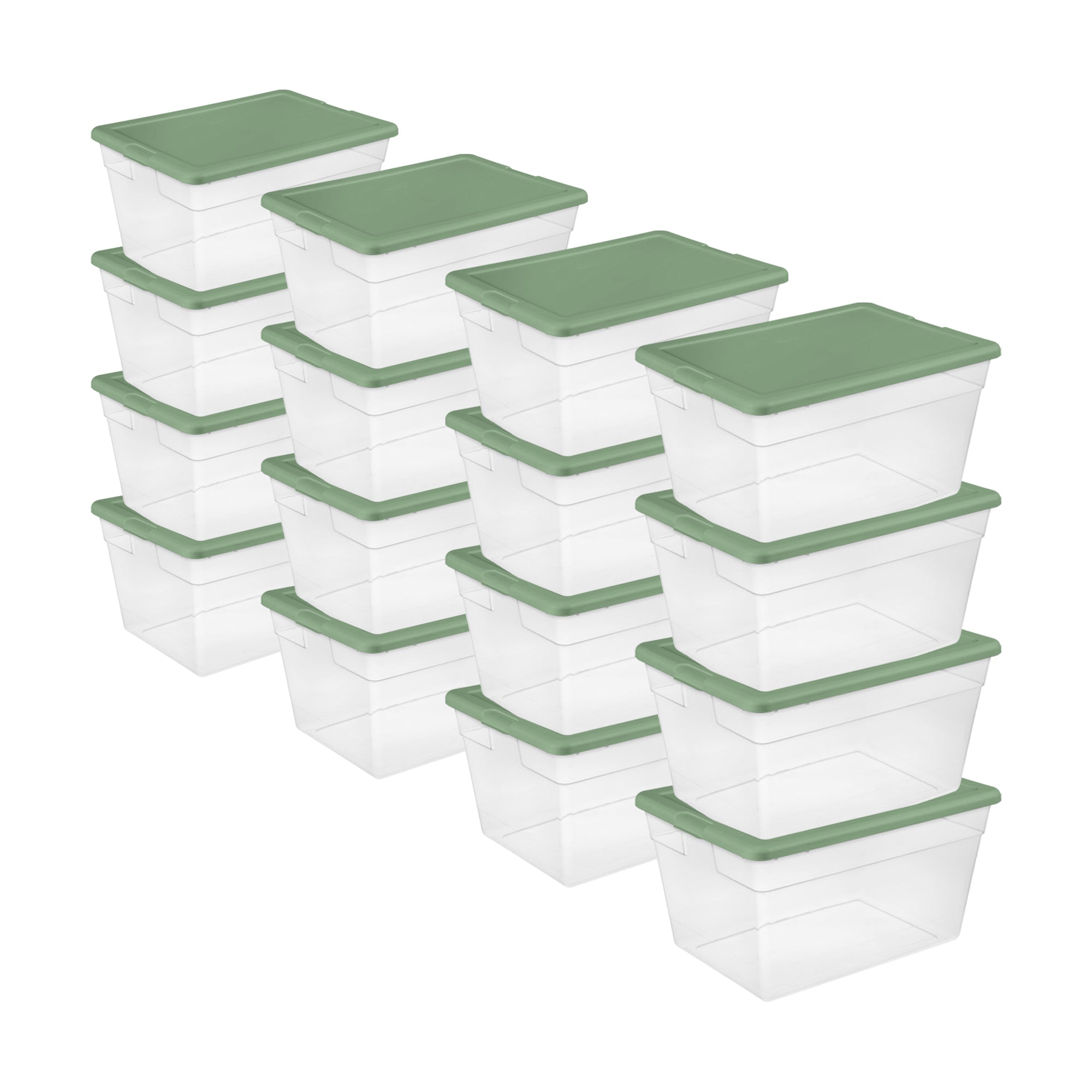 Sterilite 56 Qt Plastic Stackable Storage Container Tote, Crisp Green, 16 Pack - VMInnovations