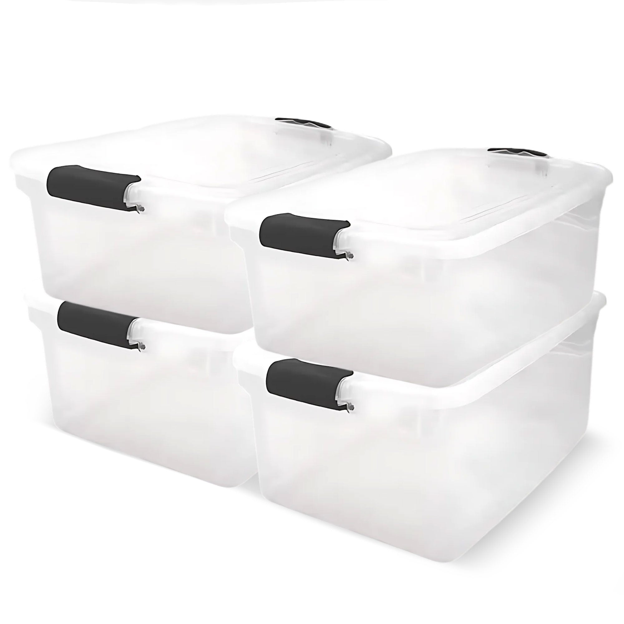 Homz 66 Qt Clear Storage Organizing Container Bin with Latching Lids (4 Pack) - VMInnovations